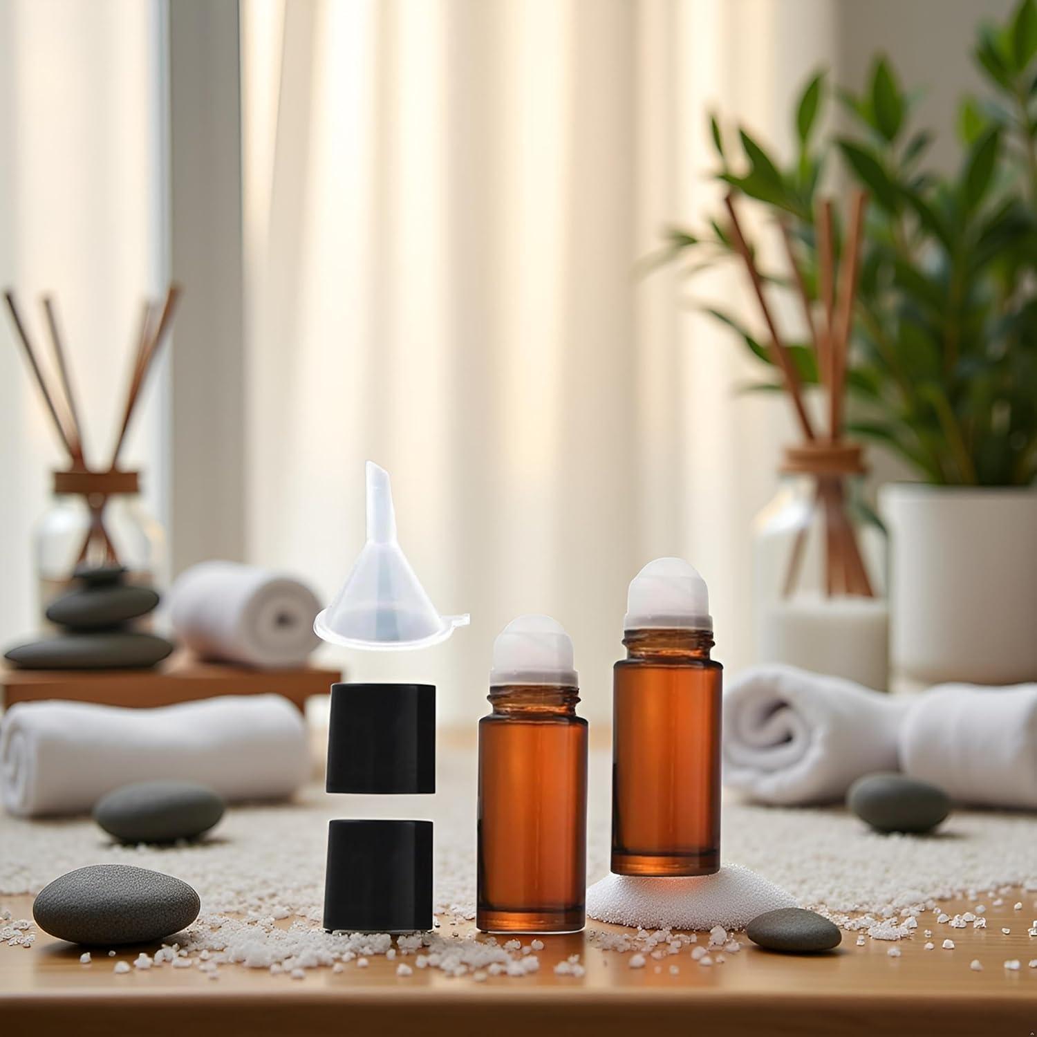 Set de 2 Botellas de Vidrio Marrón 50ml con Rodillo Galepromot