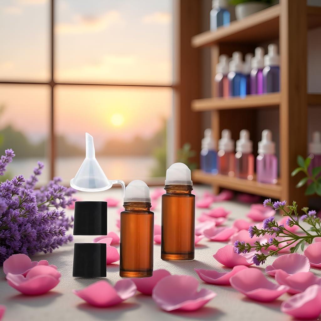 Set de 2 Botellas de Vidrio Marrón 50ml con Rodillo Galepromot