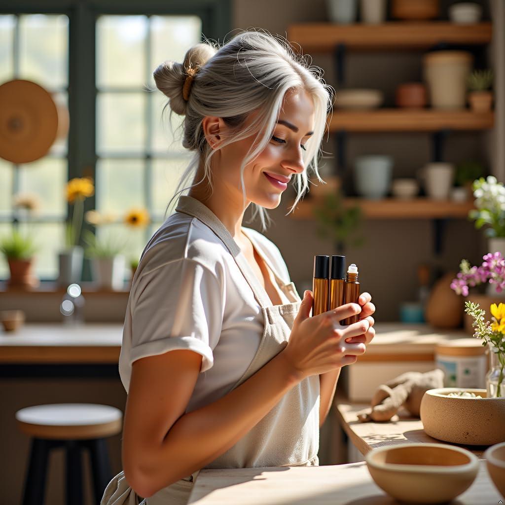 Paquete de 4 Botellas Rodantes de Vidrio Ámbar 10ml Jizlan