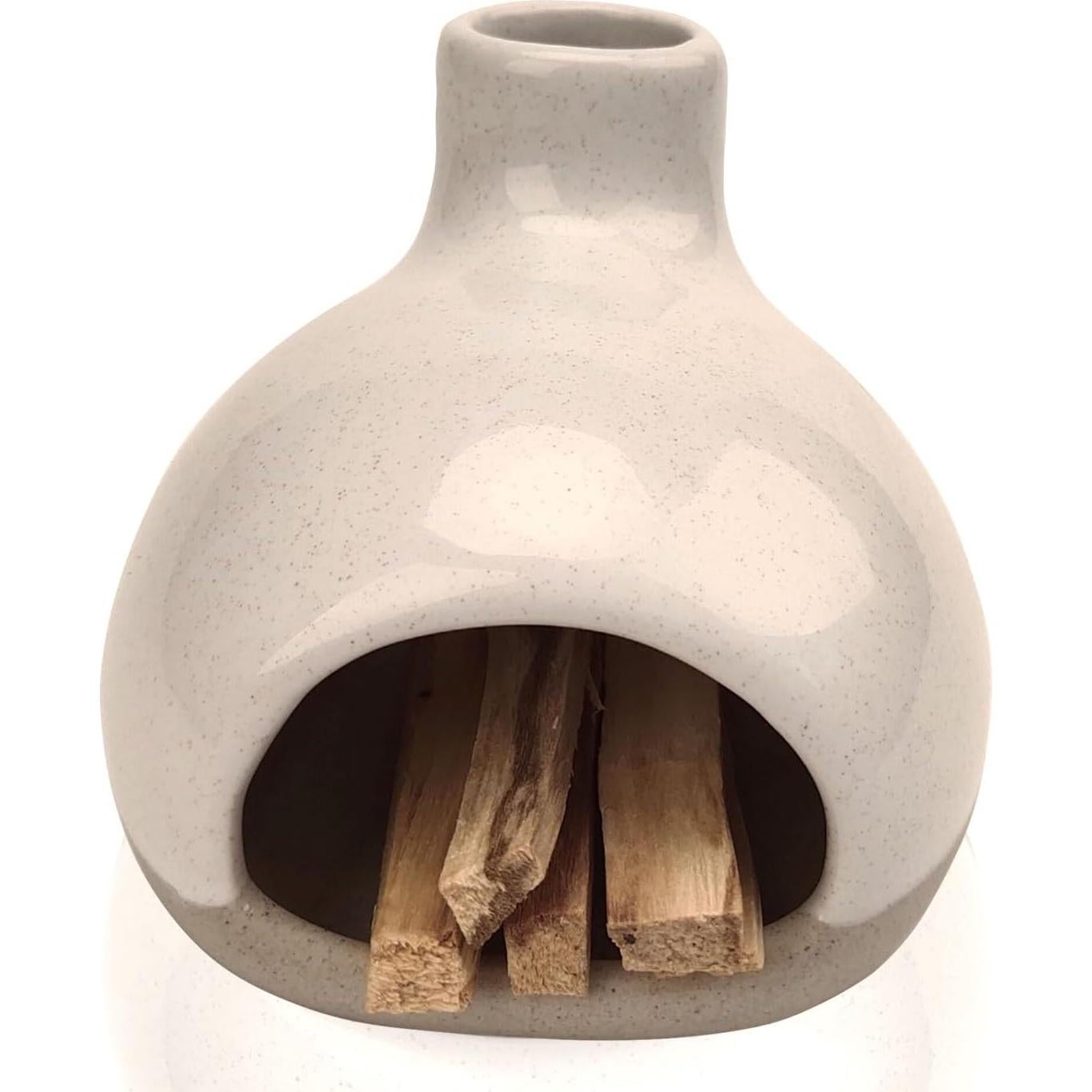 Quemador de Incienso Cerámico GRAMSTORMAX Blanco 10.8x10.7cm