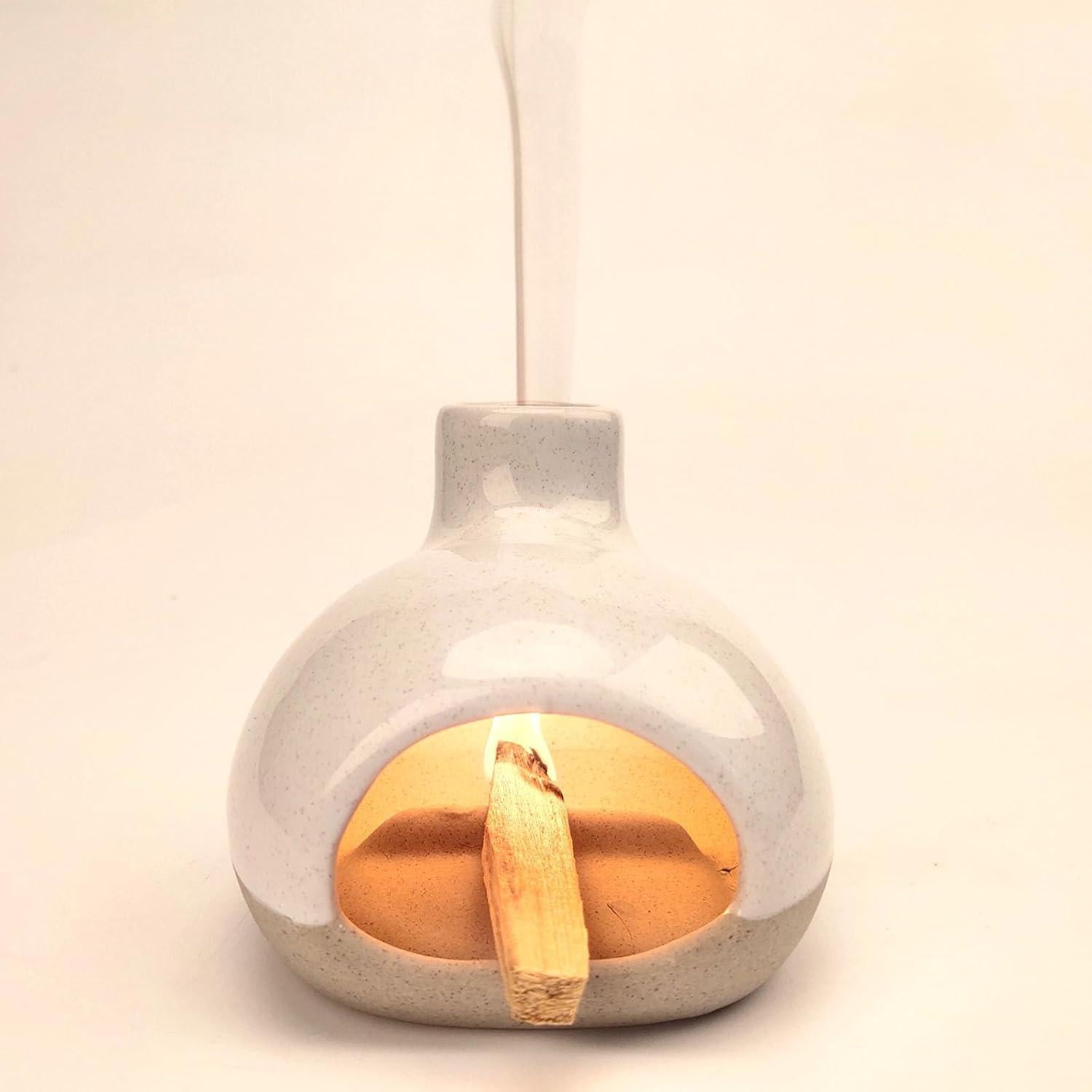 Quemador de Incienso Cerámico GRAMSTORMAX Blanco 10.8x10.7cm