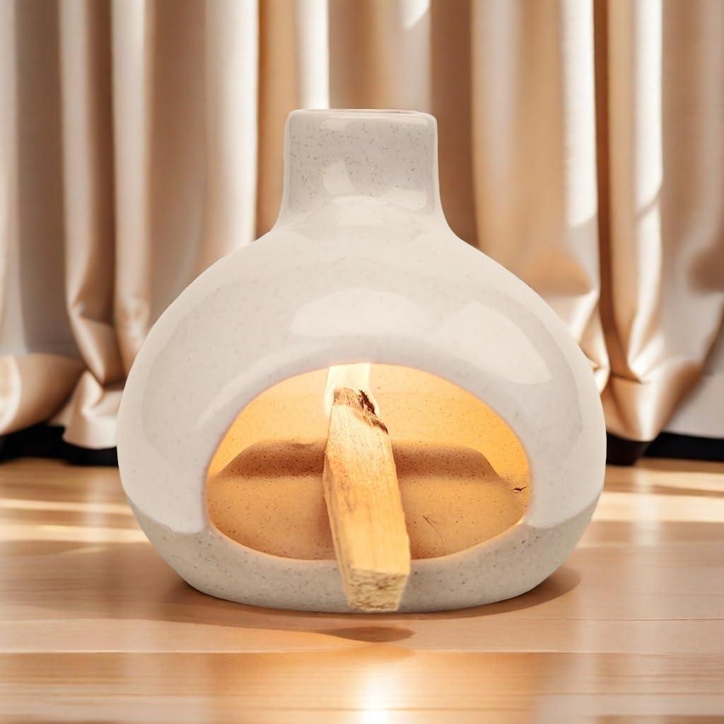 Quemador de Incienso Cerámico GRAMSTORMAX Blanco 10.8x10.7cm