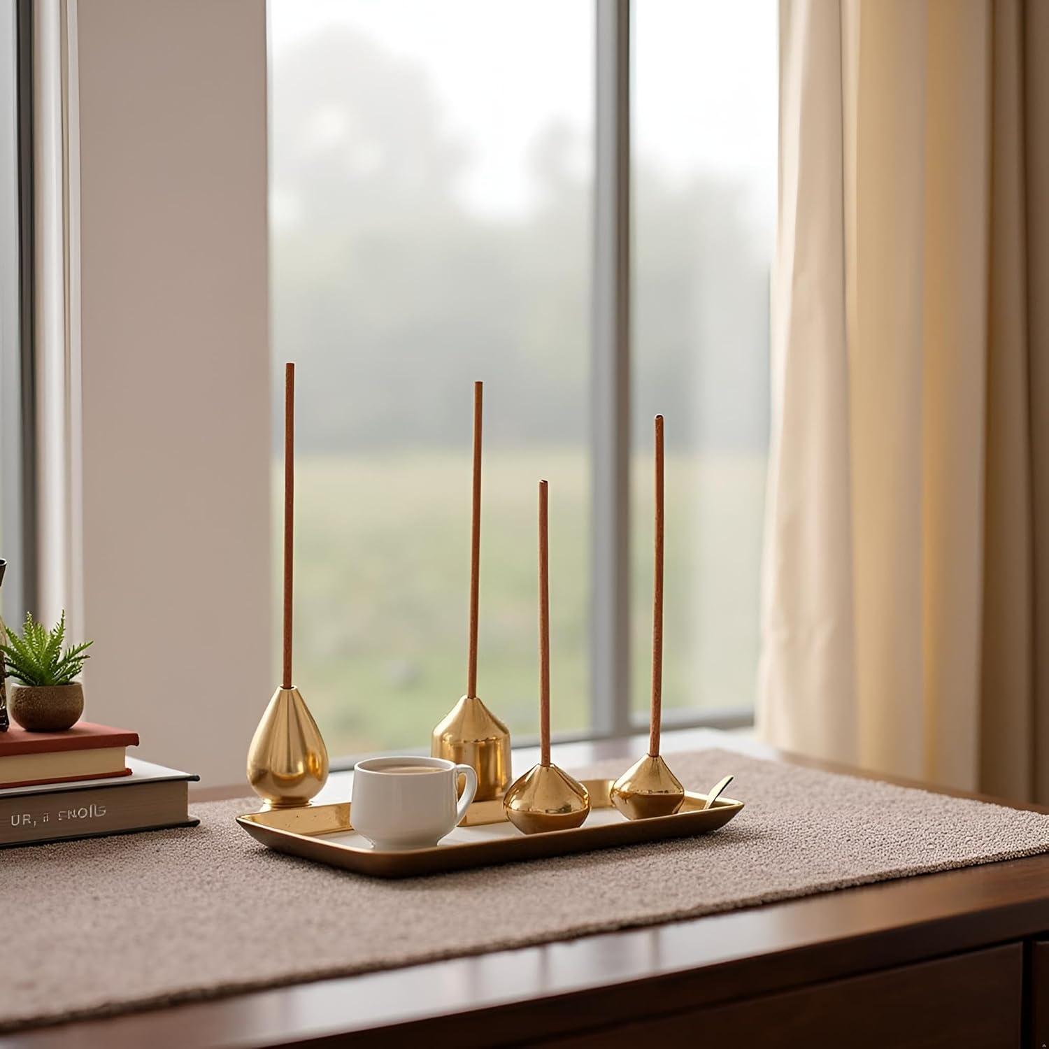 Juego de 3 Soportes de Incienso de Latón Czhotg - Gota de Agua