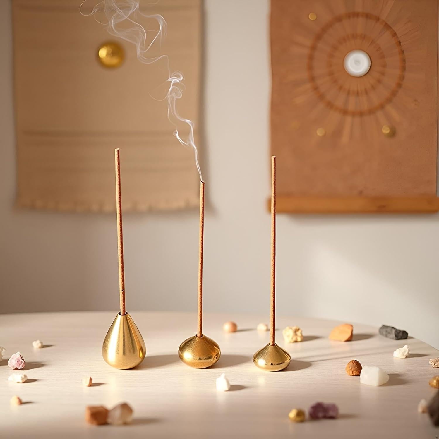 Juego de 3 Soportes de Incienso de Latón Czhotg - Gota de Agua