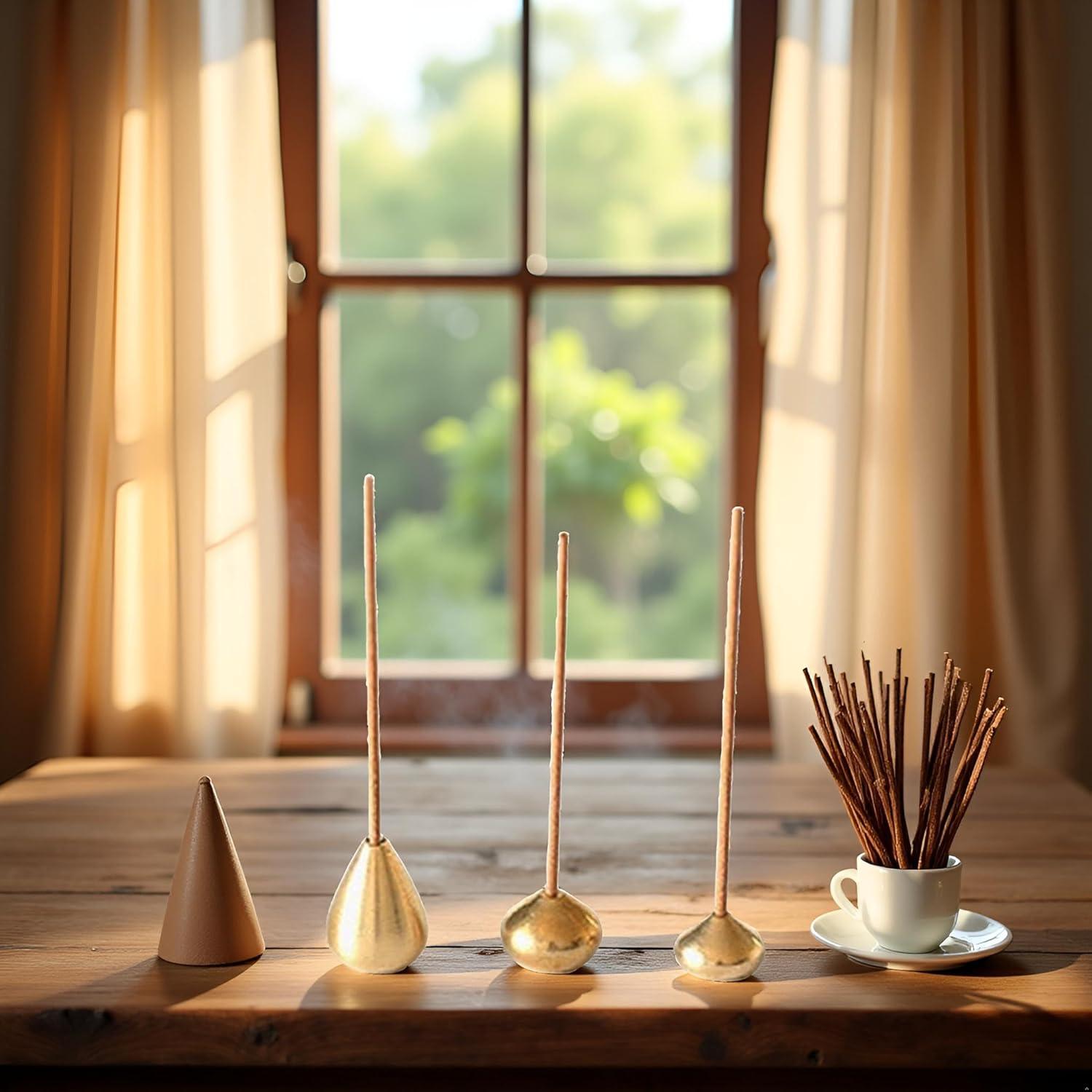 Juego de 3 Soportes de Incienso de Latón Czhotg - Gota de Agua