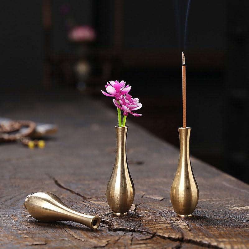 4 Soportes de Incienso Mini Jarrón de Latón NOIAFZY 6x2 cm