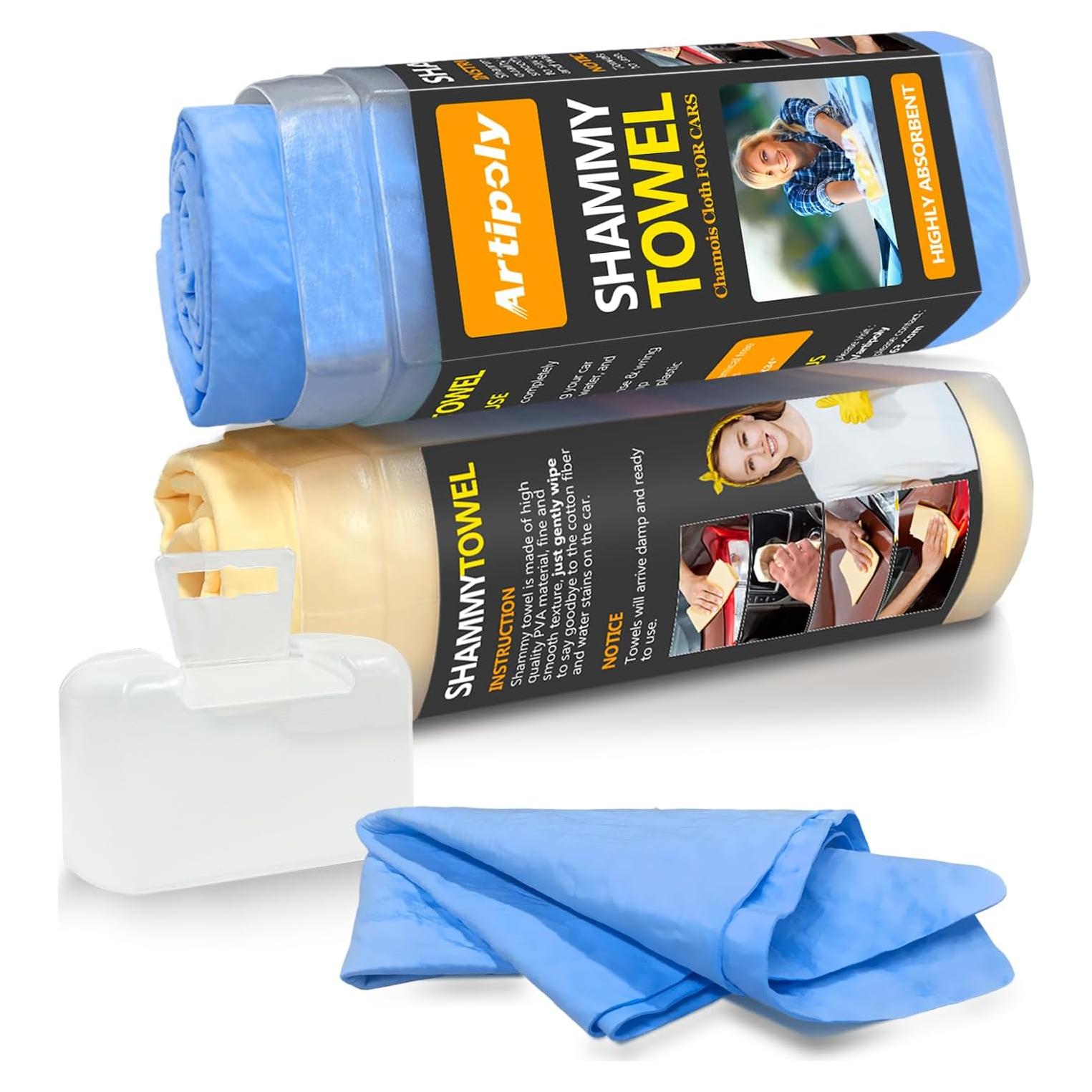 Premium Extra Large Shammy Cloth for Car Drying 2pk (34”x25”)-Super Absorbent XL Chamois Towel for Car-Reusable Shammy Towel for Car, Bathroom,Pets, Dust Remove, No Spots/Streak/Scratch