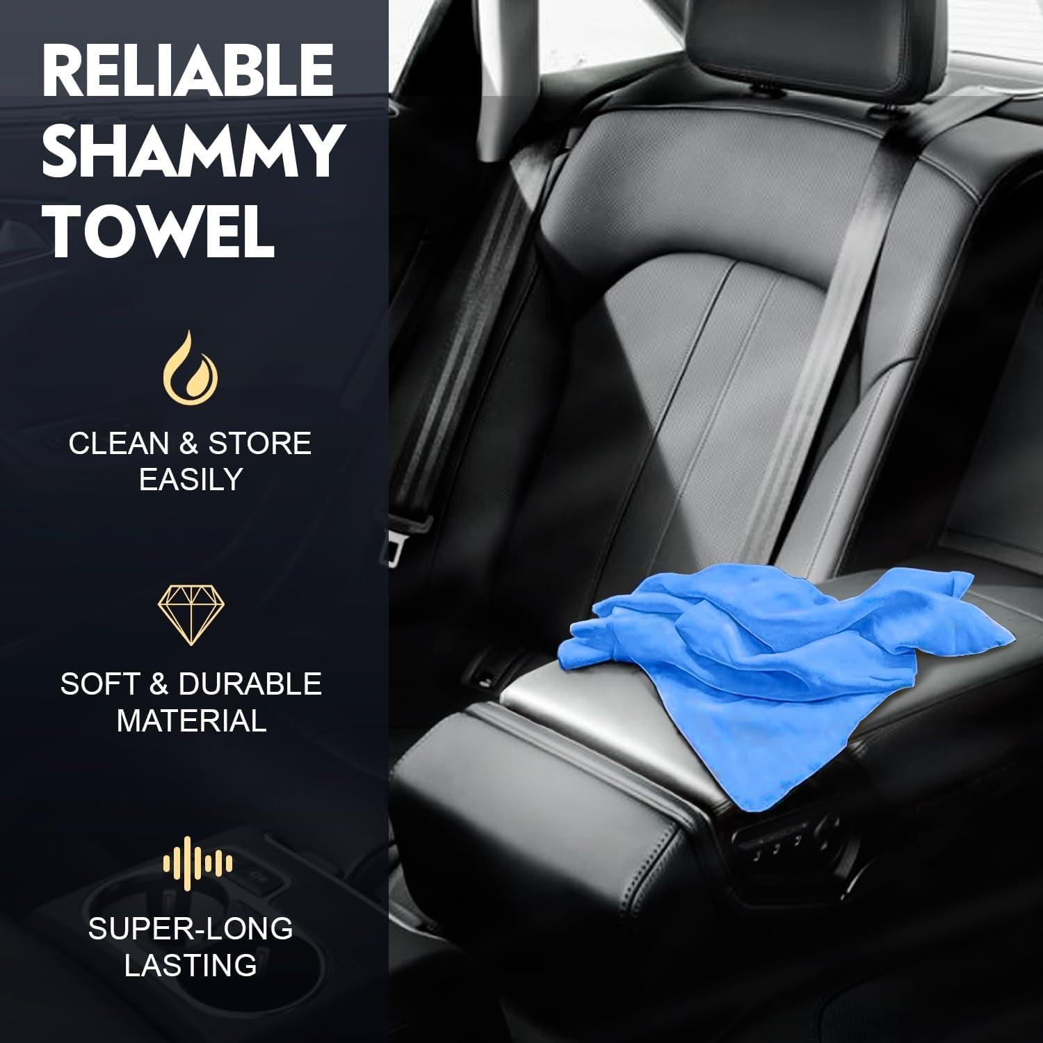 Premium Extra Large Shammy Cloth for Car Drying 2pk (34”x25”)-Super Absorbent XL Chamois Towel for Car-Reusable Shammy Towel for Car, Bathroom,Pets, Dust Remove, No Spots/Streak/Scratch