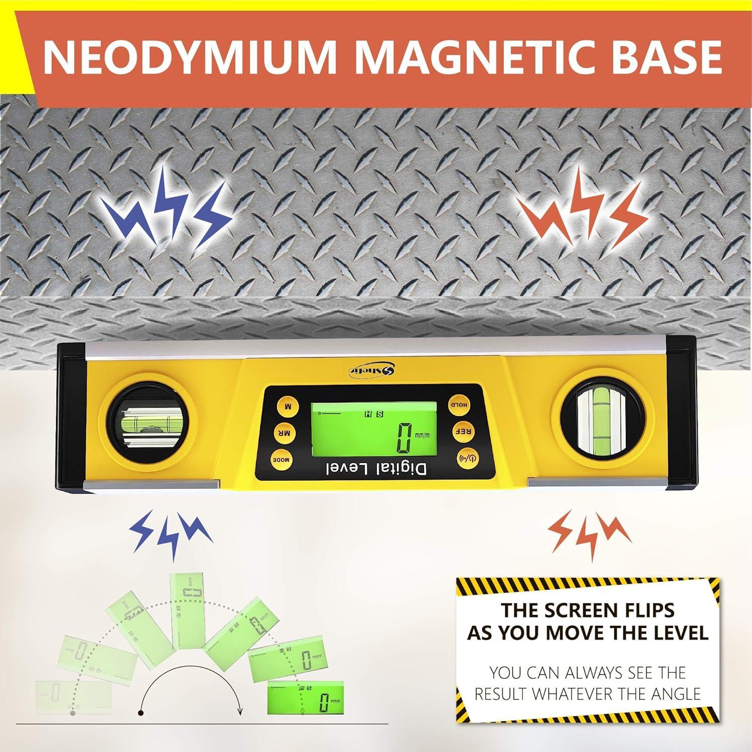 Nivel Digital Shefio 10 Pulgadas con Pantalla LCD y Base Magnética