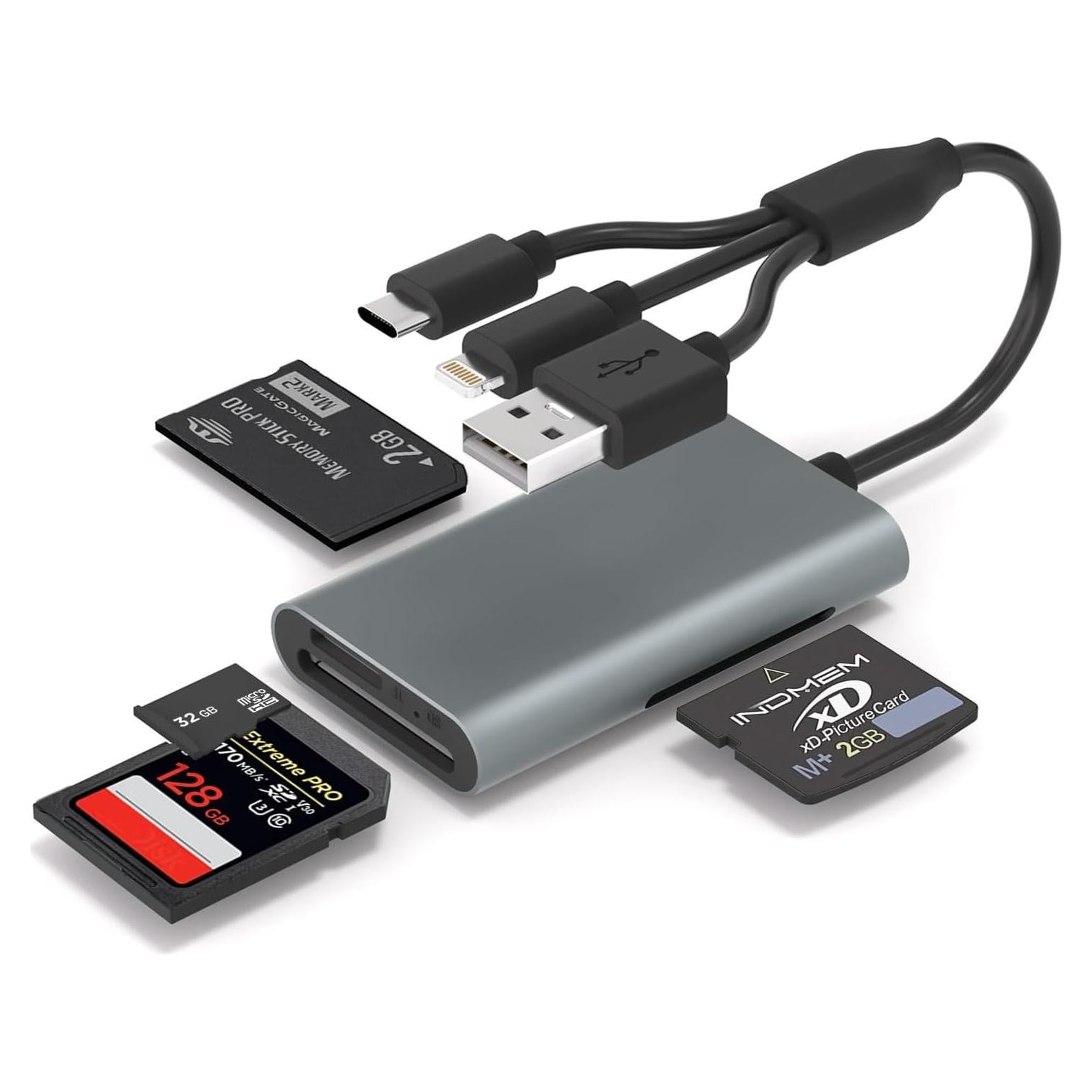 Lector de Tarjetas 4 en 1 Ardaddyn CR383-C USB-C/Lightning