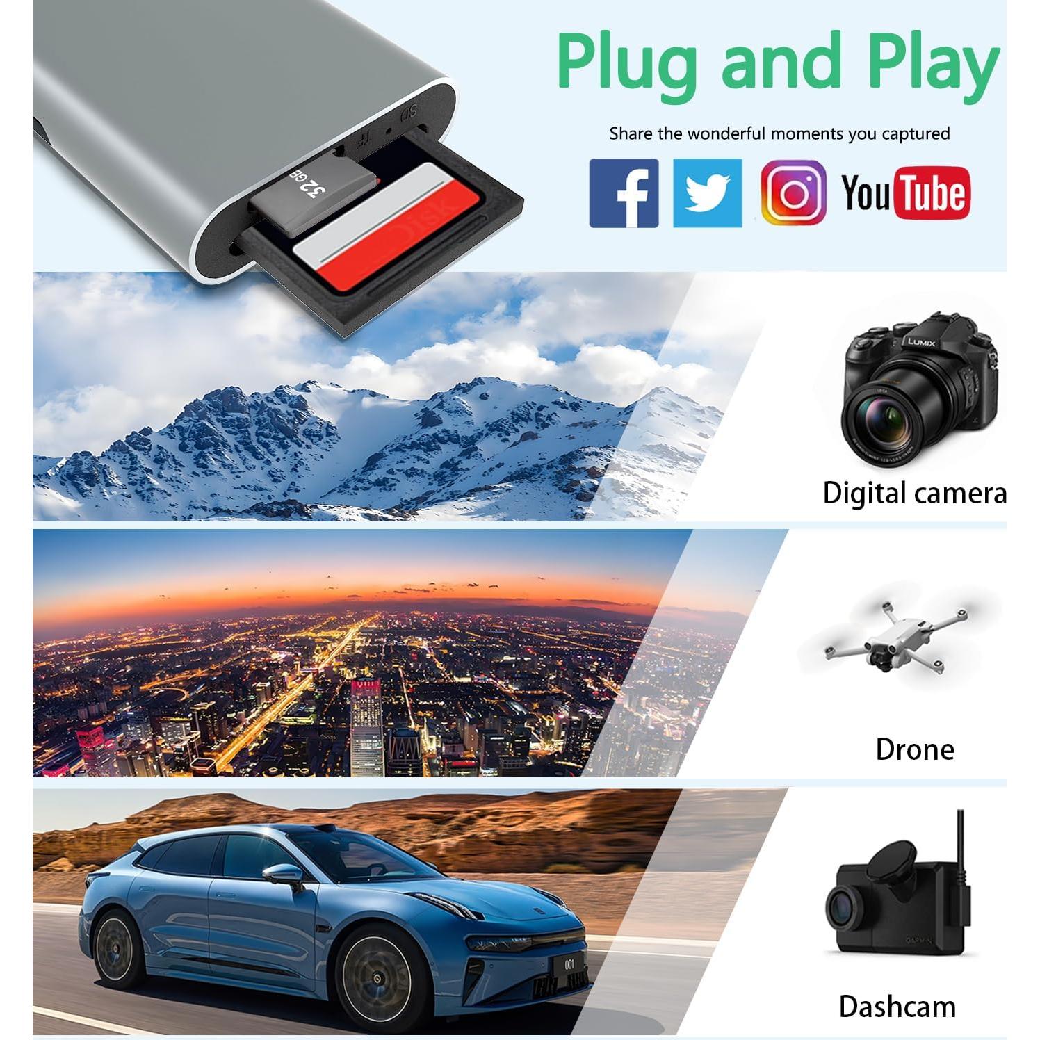 Lector de Tarjetas 4 en 1 Ardaddyn CR383-C USB-C/Lightning