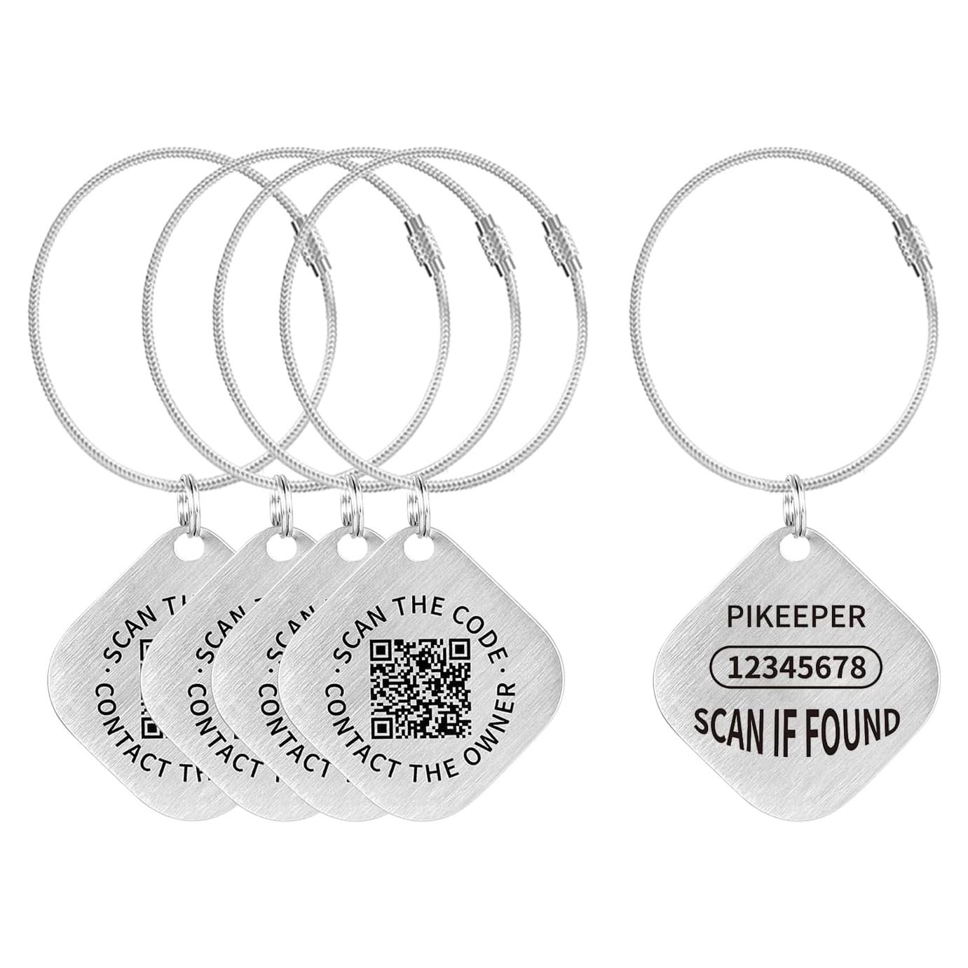 Etiquetas ID Código QR PIKEEPER - Paquete de 4 Localizadores