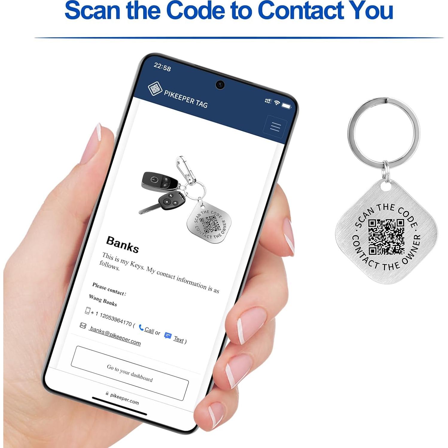 Etiquetas ID Código QR PIKEEPER - Paquete de 4 Localizadores