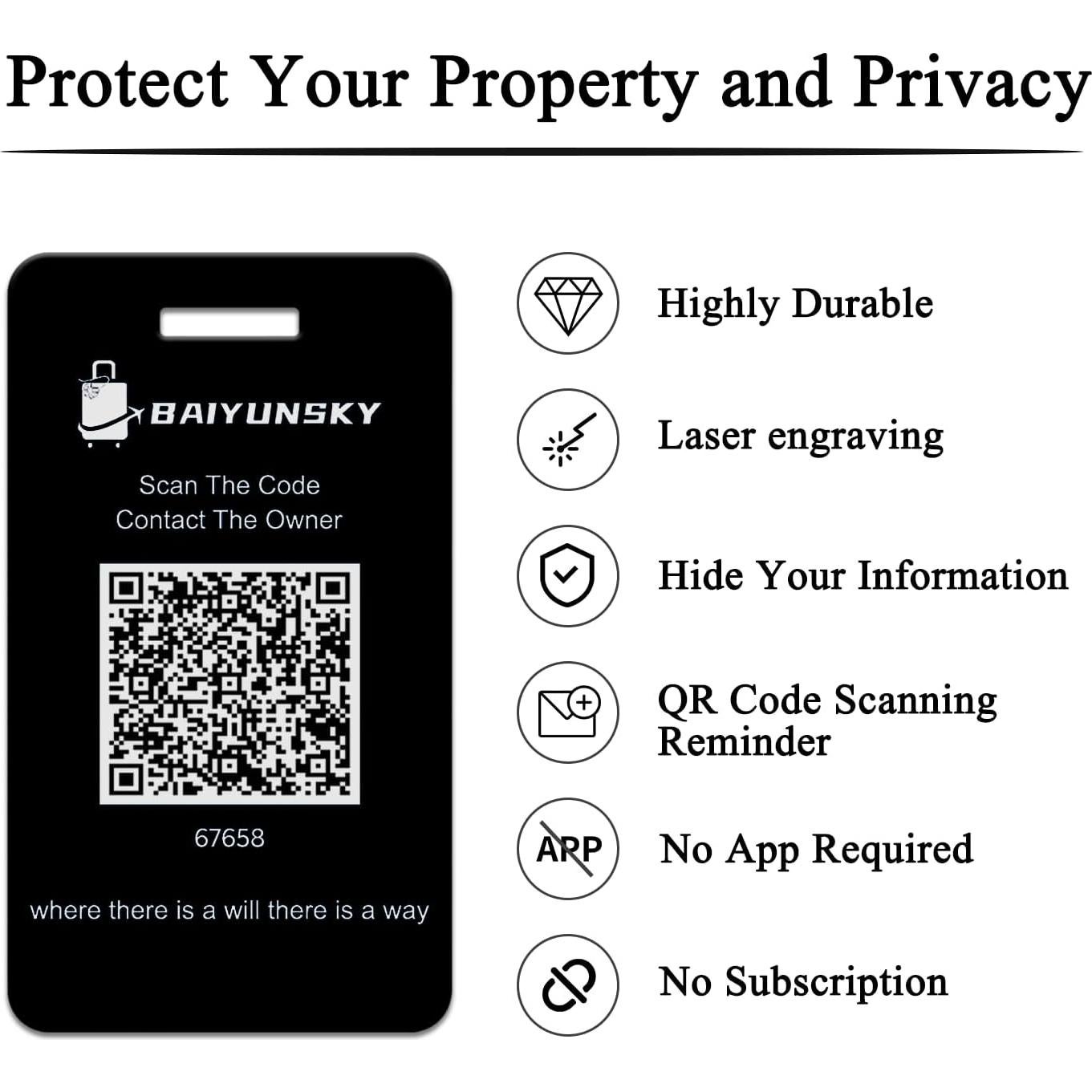 Etiquetas de Equipaje Inteligentes BAIYUNSKY - Paquete de 2, Impermeables