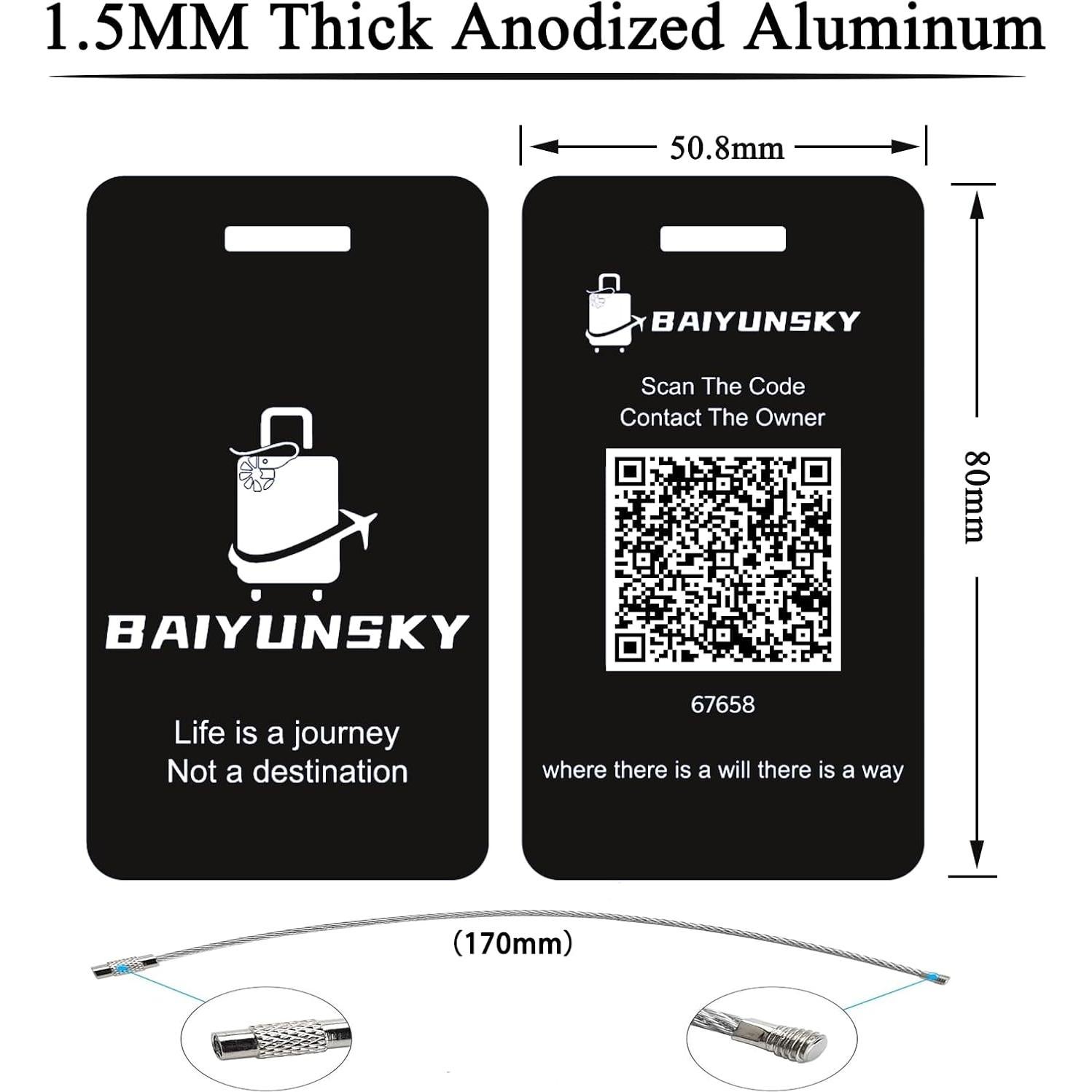 Etiquetas de Equipaje Inteligentes BAIYUNSKY - Paquete de 2, Impermeables