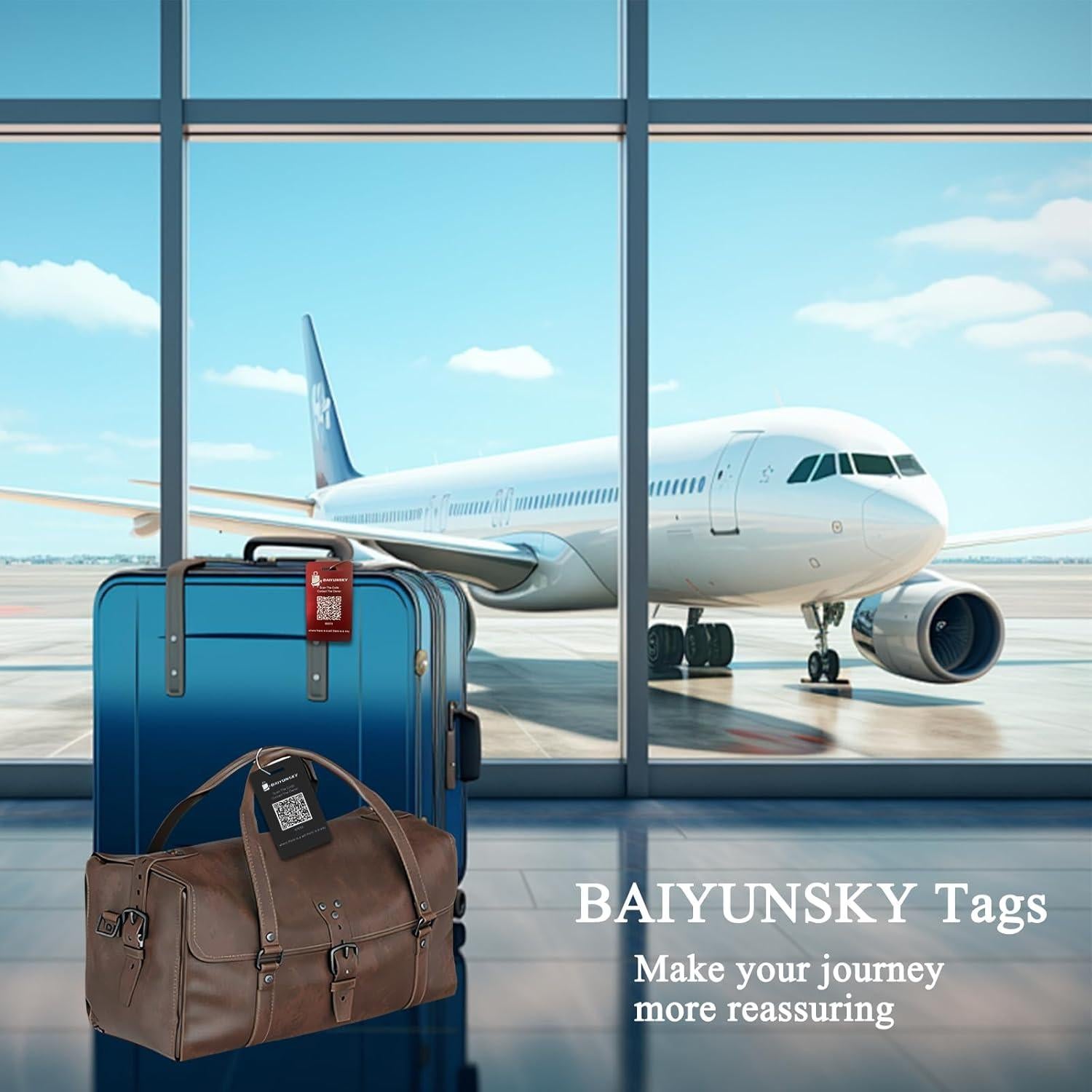 Etiquetas de Equipaje Inteligentes BAIYUNSKY - Paquete de 2, Impermeables