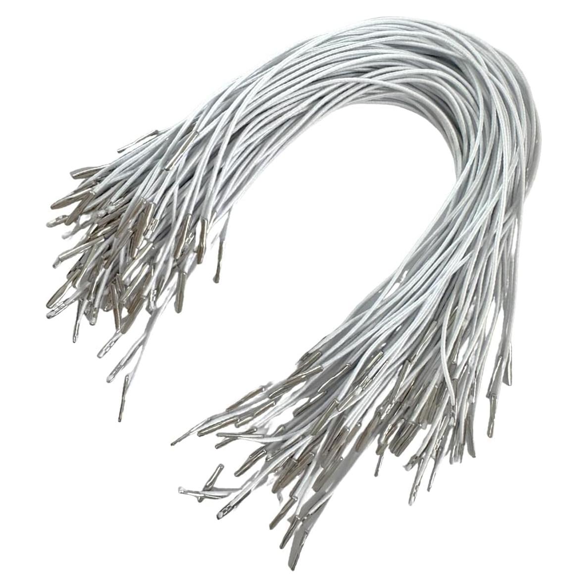 80 Cuerdas Elásticas Blancas 30 cm con Extremos de Metal