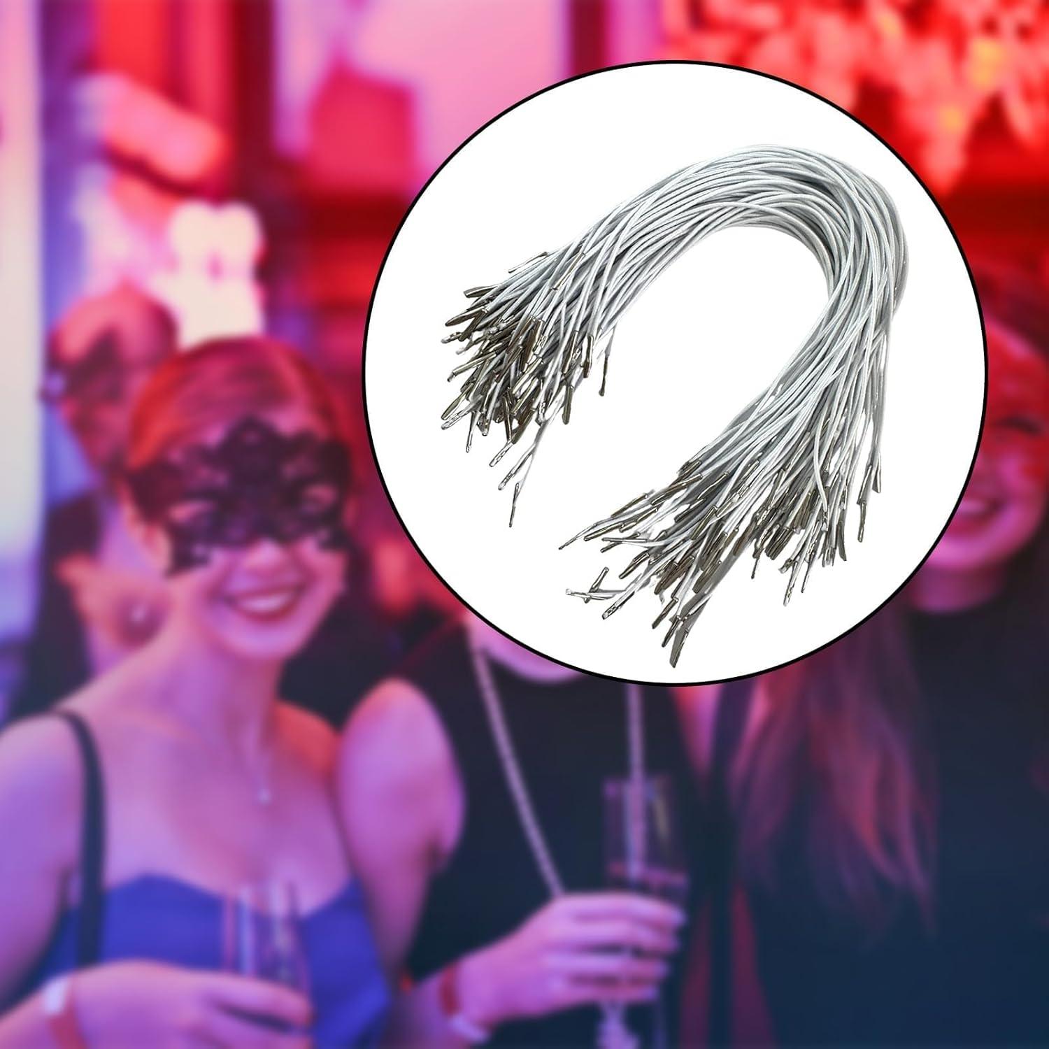 80 Cuerdas Elásticas Blancas 30 cm con Extremos de Metal