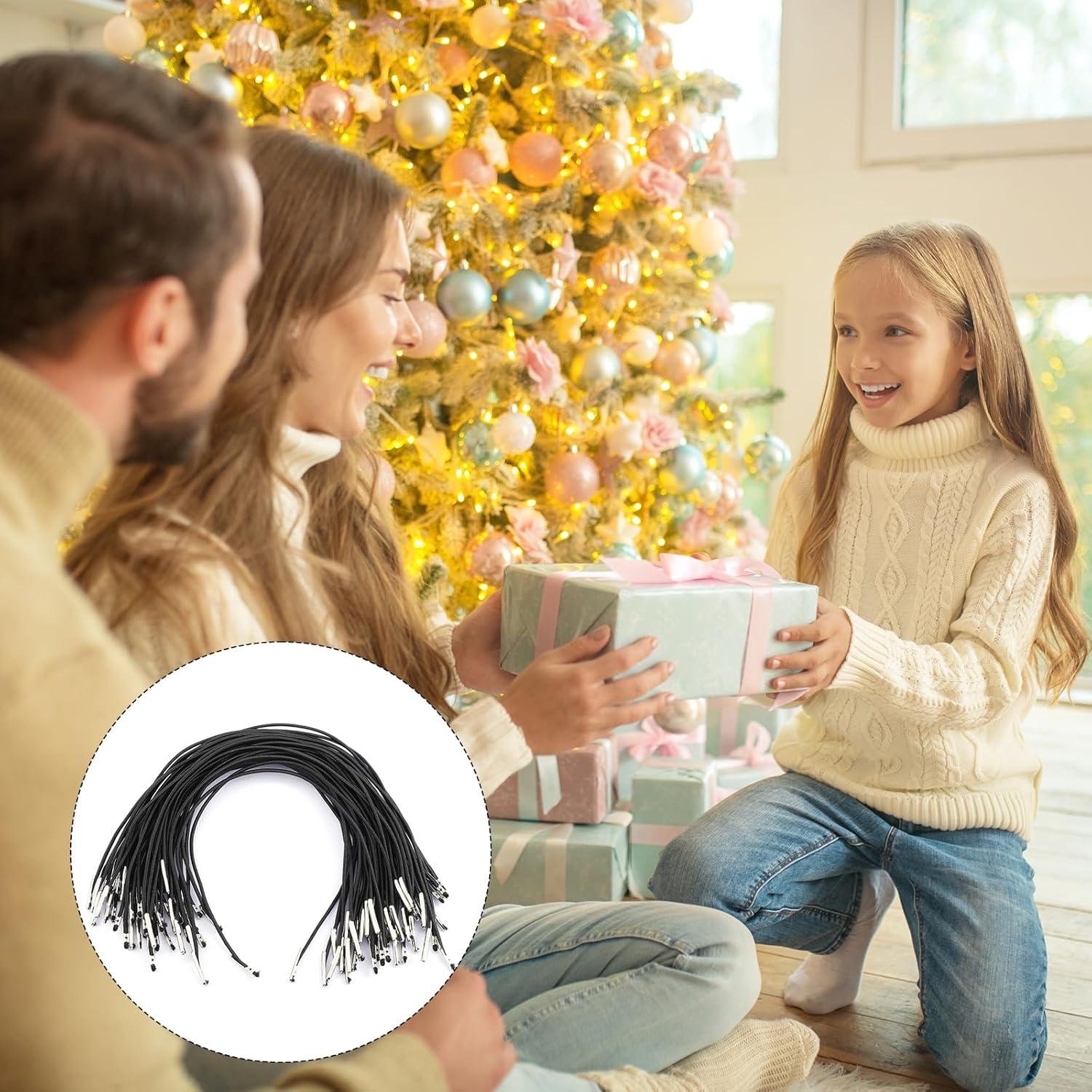 50 Cuerdas Elásticas Negras con Extremos de Metal 25 cm