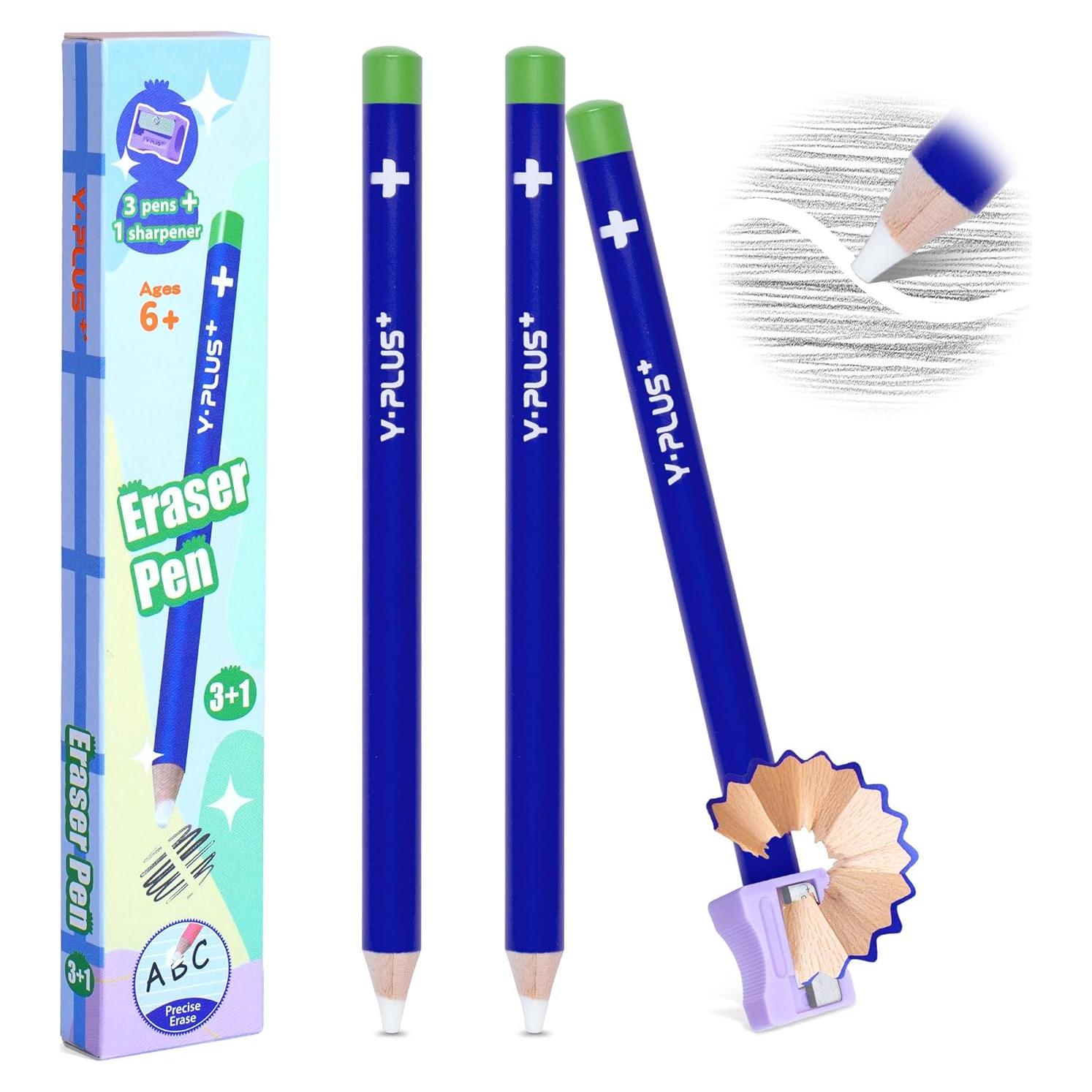 Borradores de Detalle YPLUS Azul - Paquete de 3 con Sacapuntas