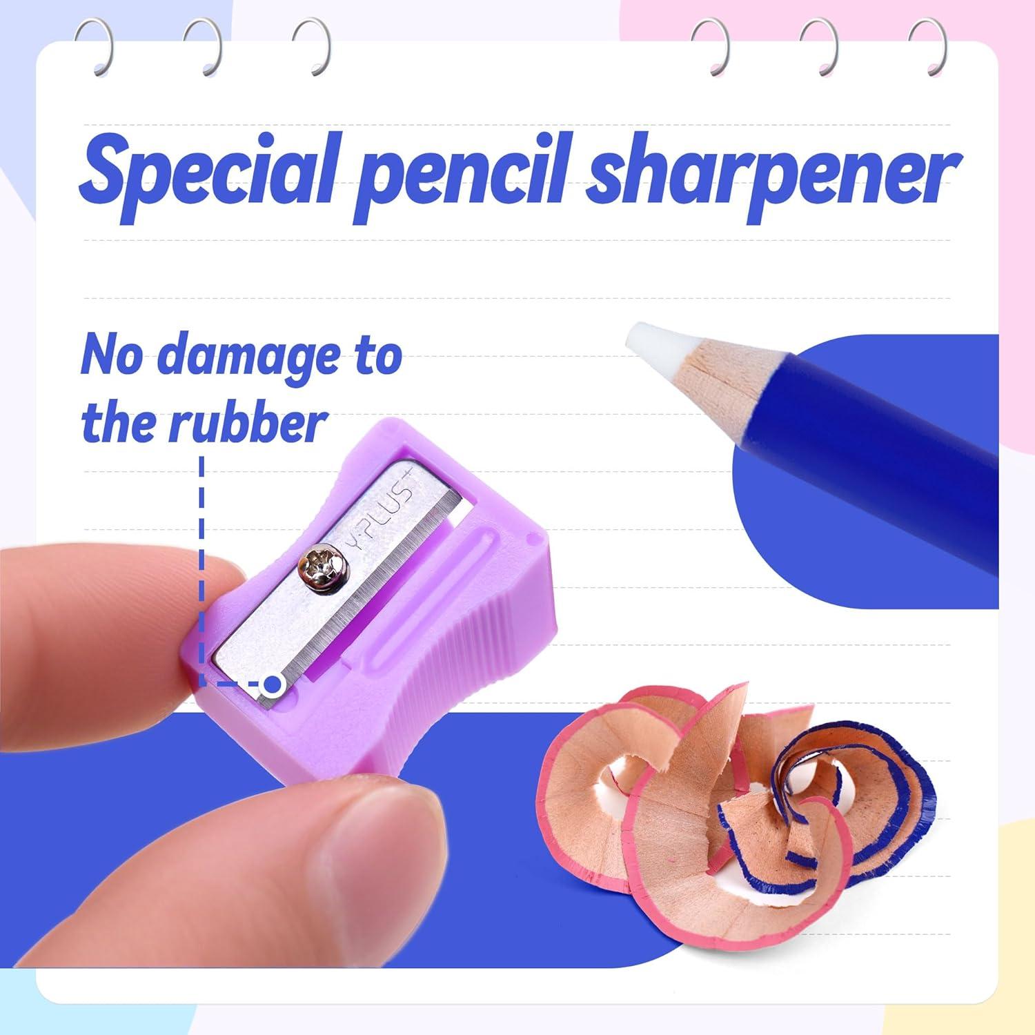 Borradores de Detalle YPLUS Azul - Paquete de 3 con Sacapuntas