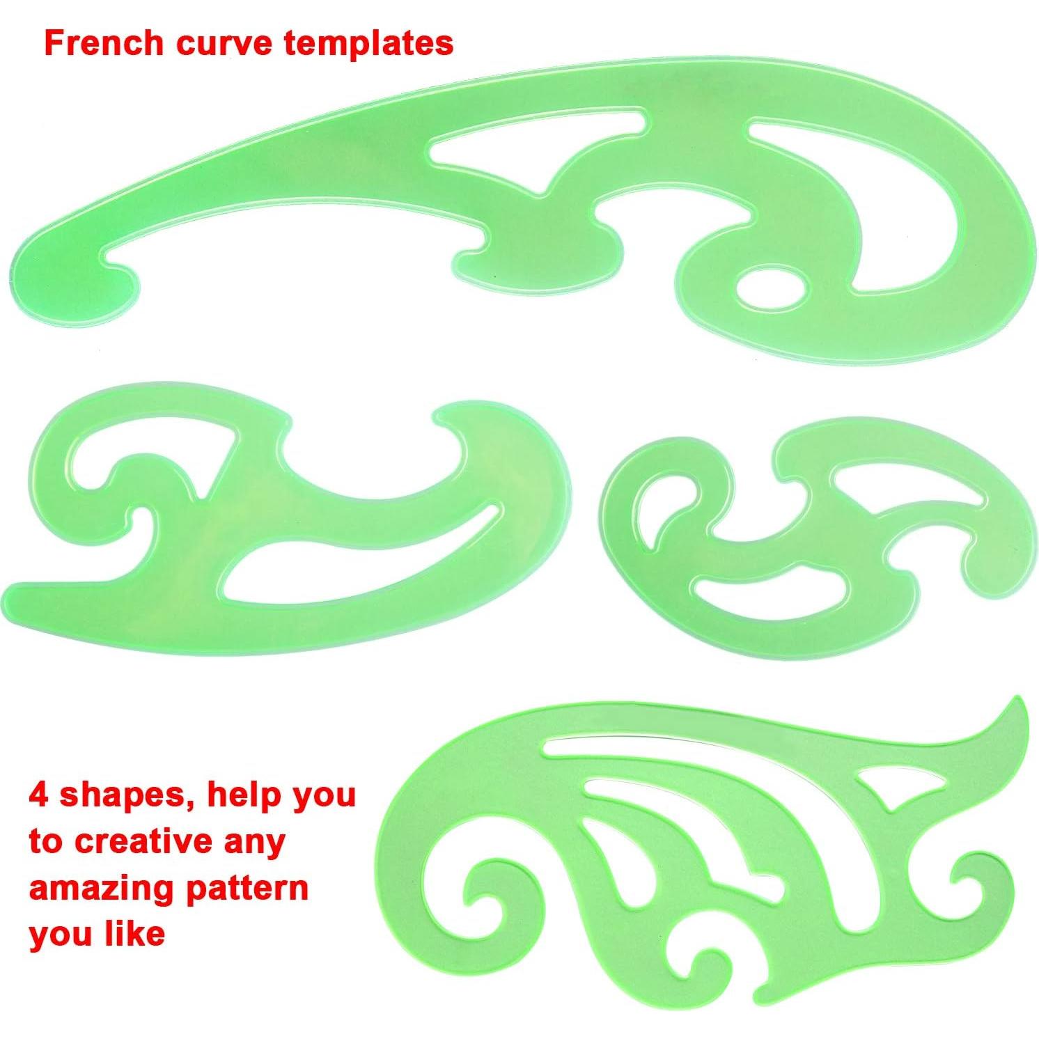 Plantillas Geométricas SIQUK 9 Piezas Plástico Verde 27x15.5cm