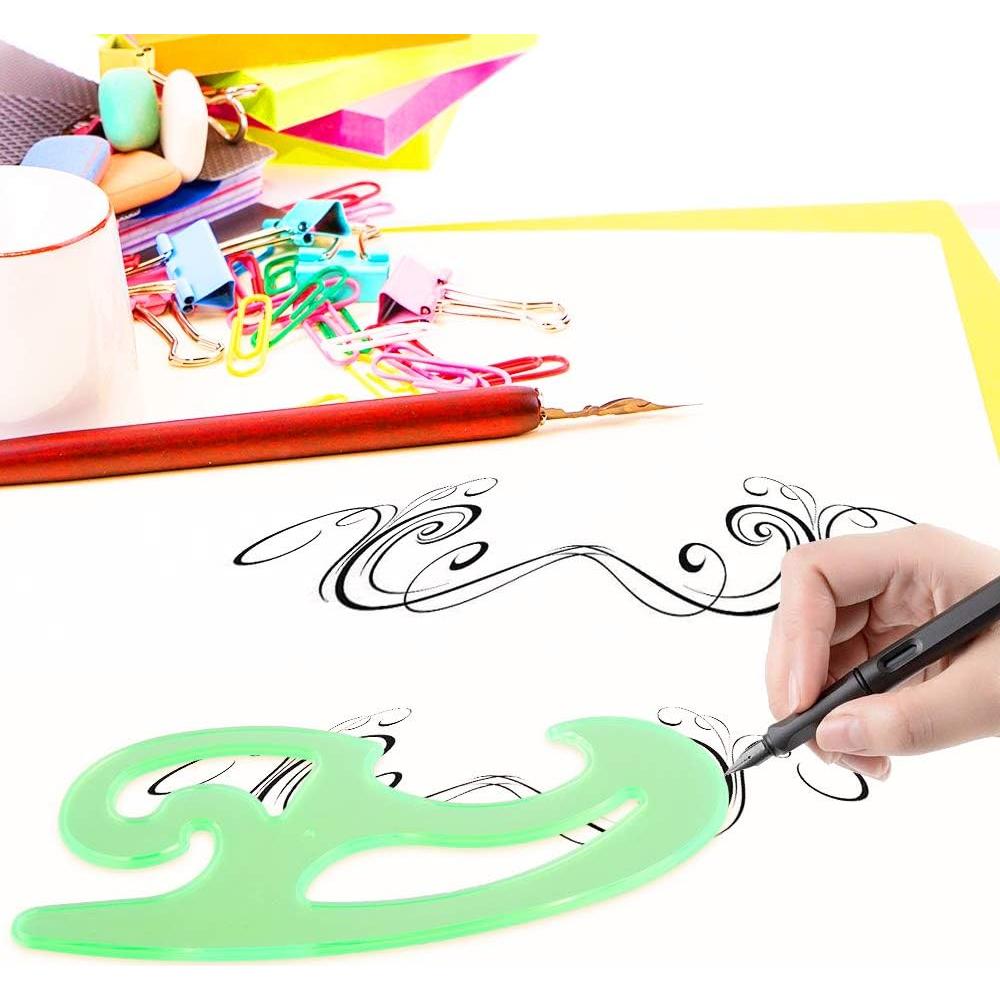 Plantillas Geométricas SIQUK 9 Piezas Plástico Verde 27x15.5cm