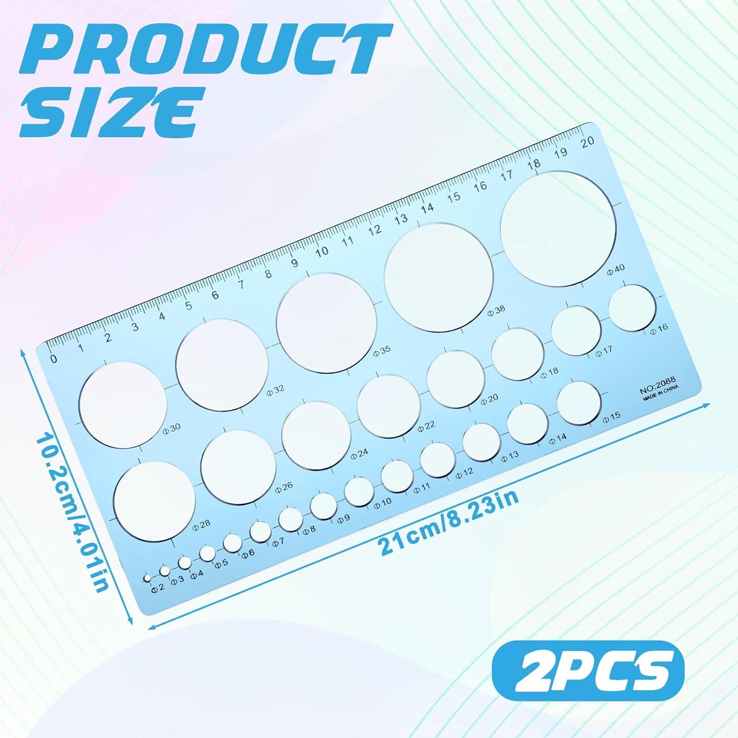 Paquete de 2 Plantillas de Dibujo Geométrico QfwdfcTrenz 21x10.2cm