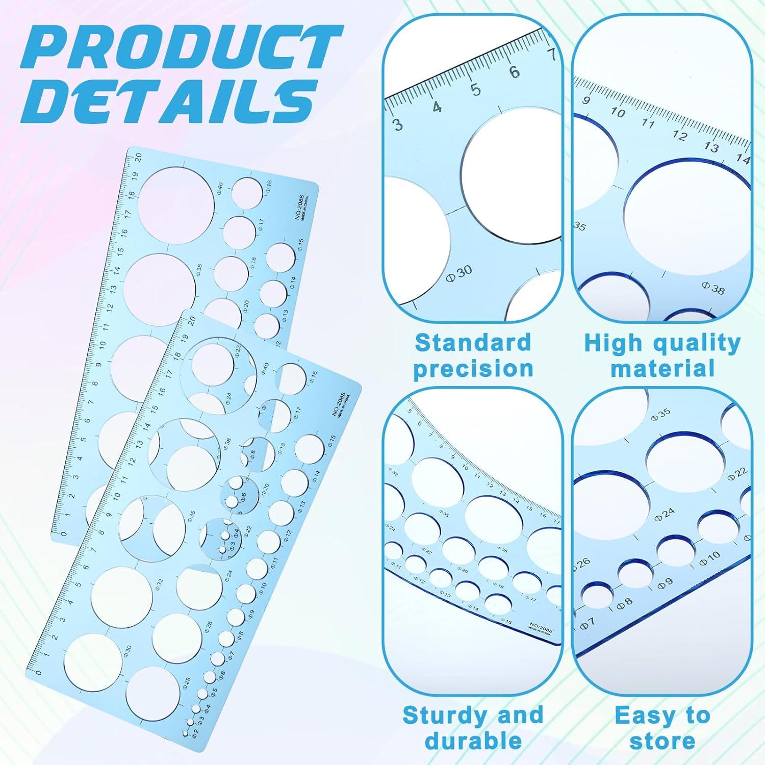 Paquete de 2 Plantillas de Dibujo Geométrico QfwdfcTrenz 21x10.2cm