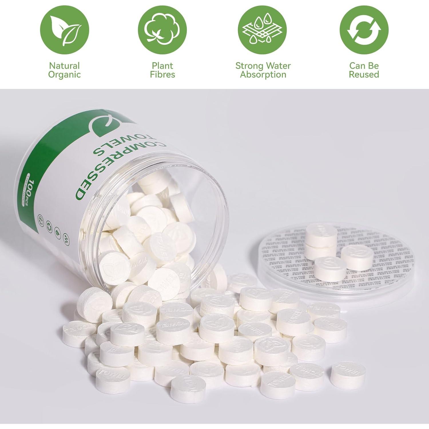 Toallitas Comprimidas LEKOCH 100 PCS - Algodón de Bambú Ecológico