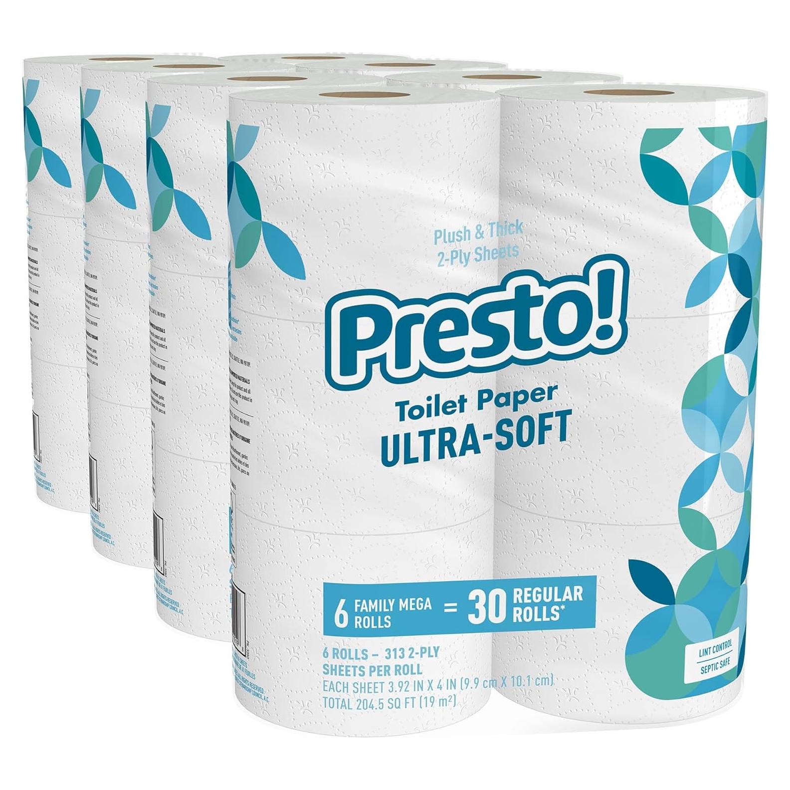 Papel Higiénico Ultra Suave Presto! Amazon 24 Rollos Mega