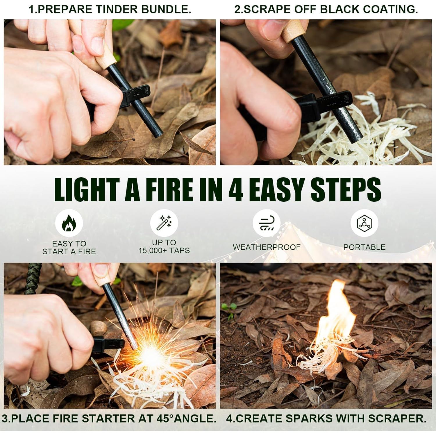 Ferro Rod Nihtdoy con Striker de Acero y Mango de Madera