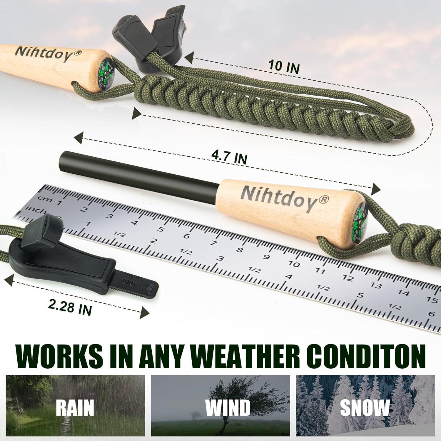Ferro Rod Nihtdoy con Striker de Acero y Mango de Madera