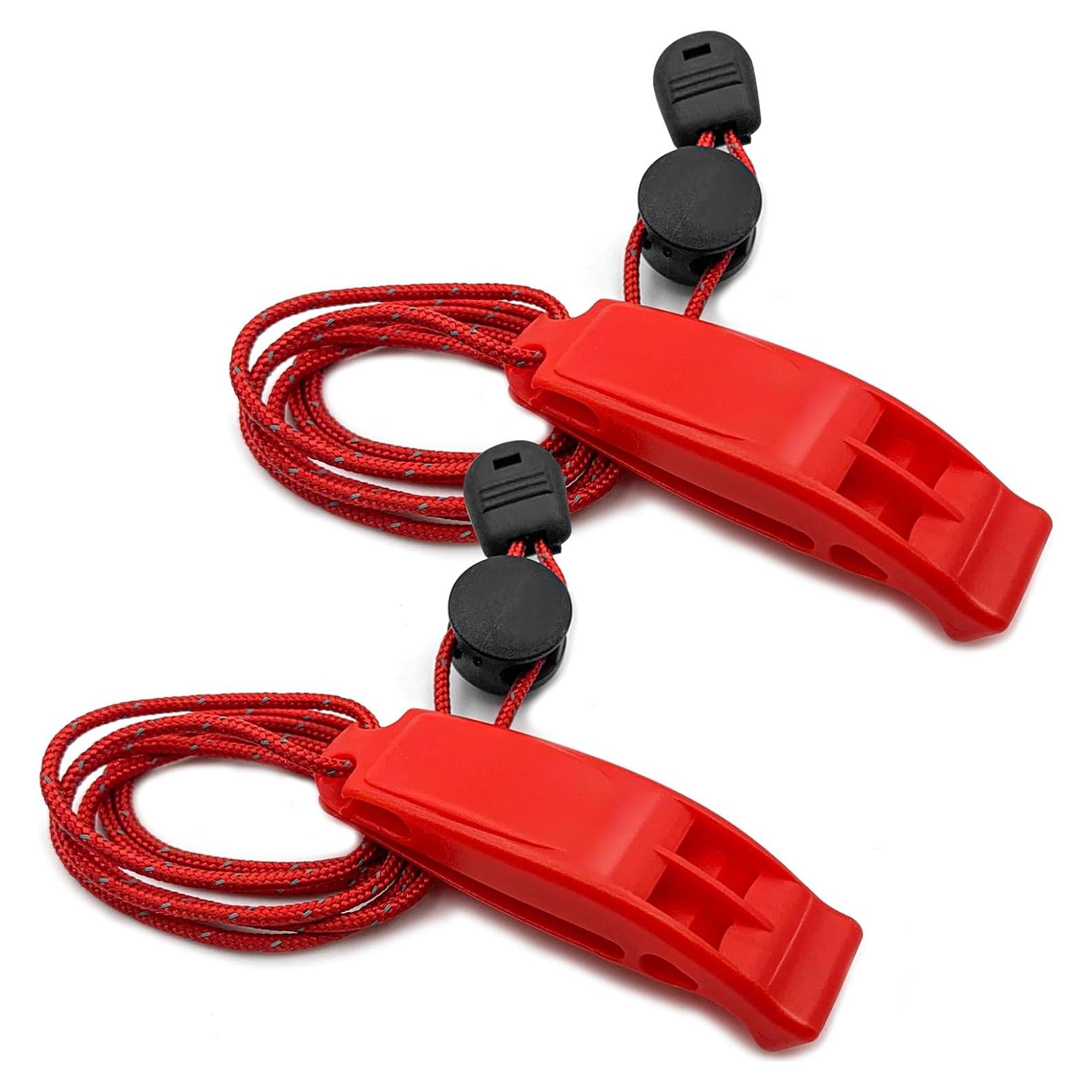 Silbatos de Emergencia FJCTER 120dB Doble Tubo 2Pcs Rojo