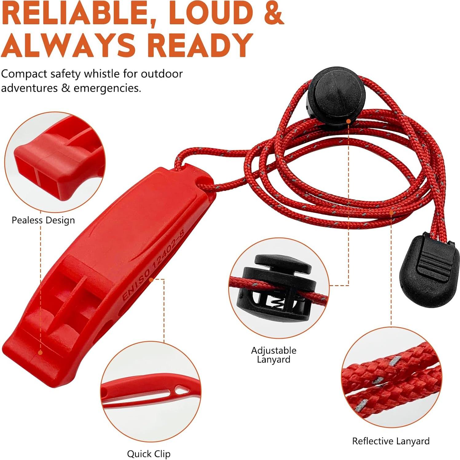 Silbatos de Emergencia FJCTER 120dB Doble Tubo 2Pcs Rojo