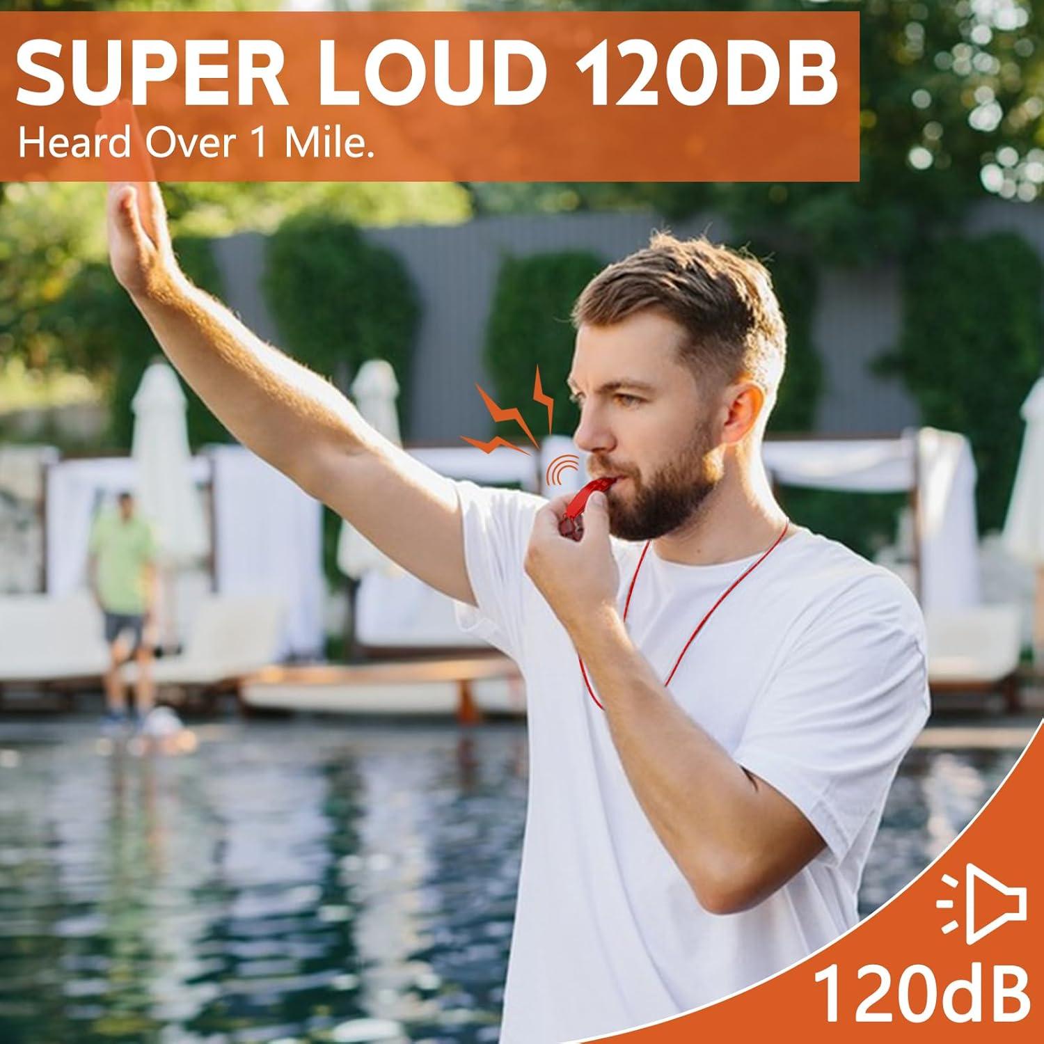 Silbatos de Emergencia FJCTER 120dB Doble Tubo 2Pcs Rojo