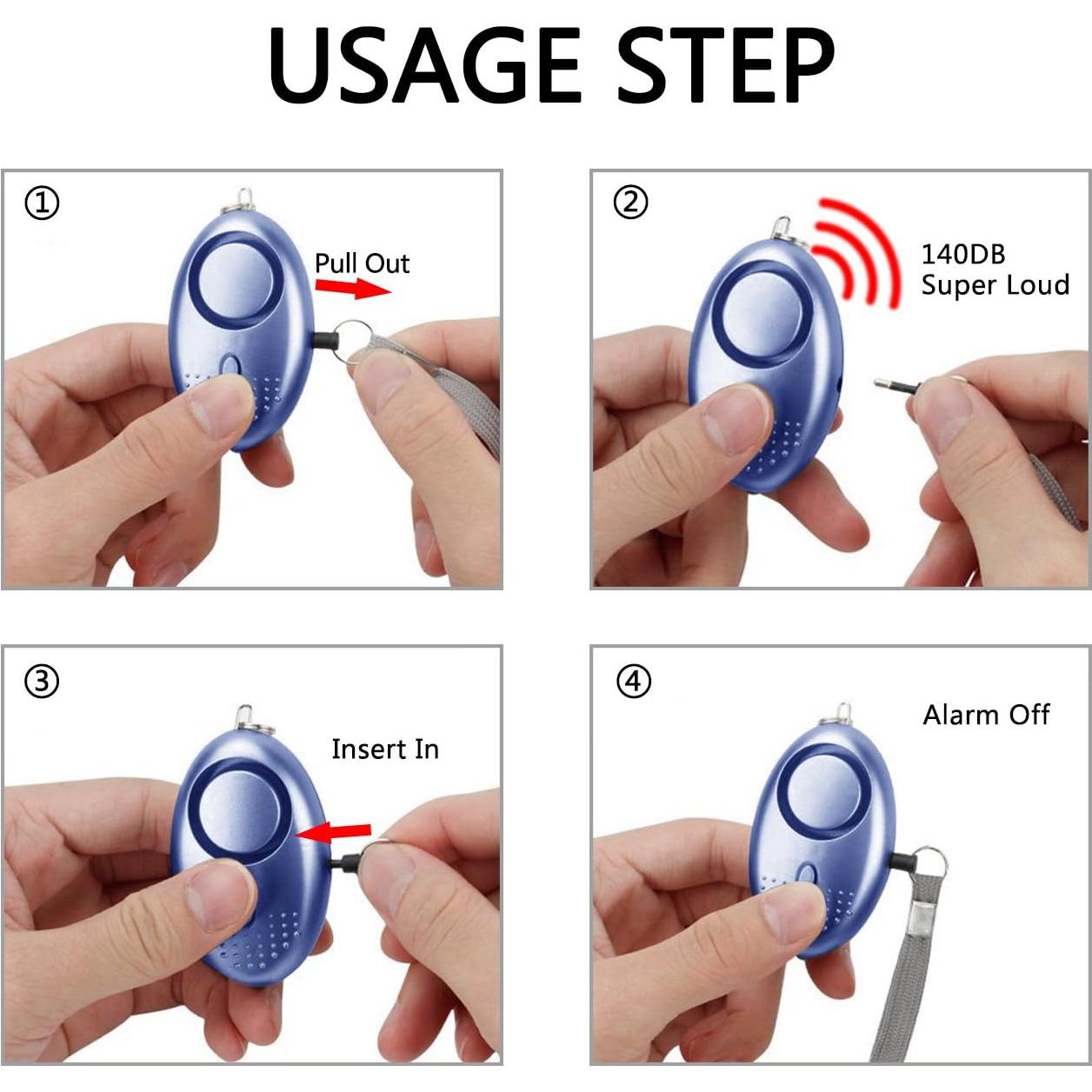 Alarma Personal de Seguridad TAIKER 140DB Paquete de 5 Unidades