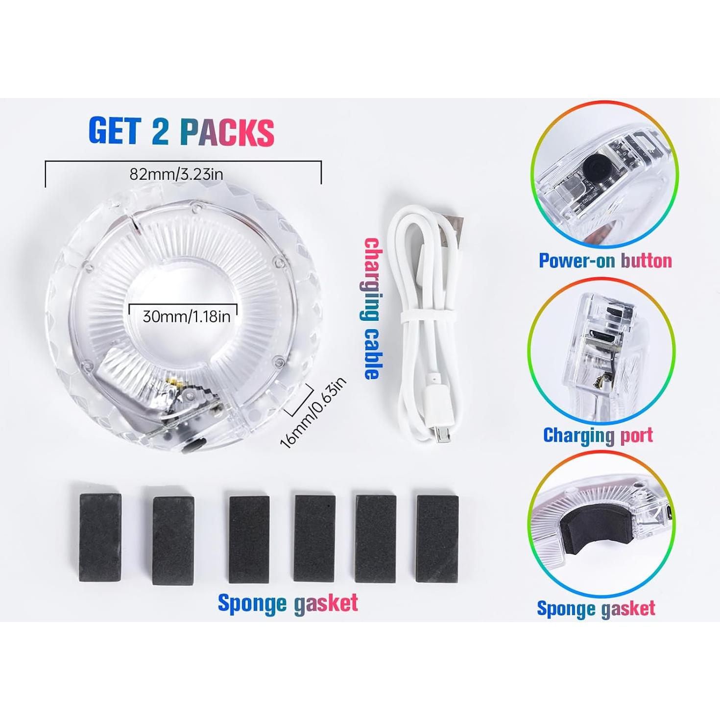 Luces de Rueda de Bicicleta REOWONU LED Recargables 360°