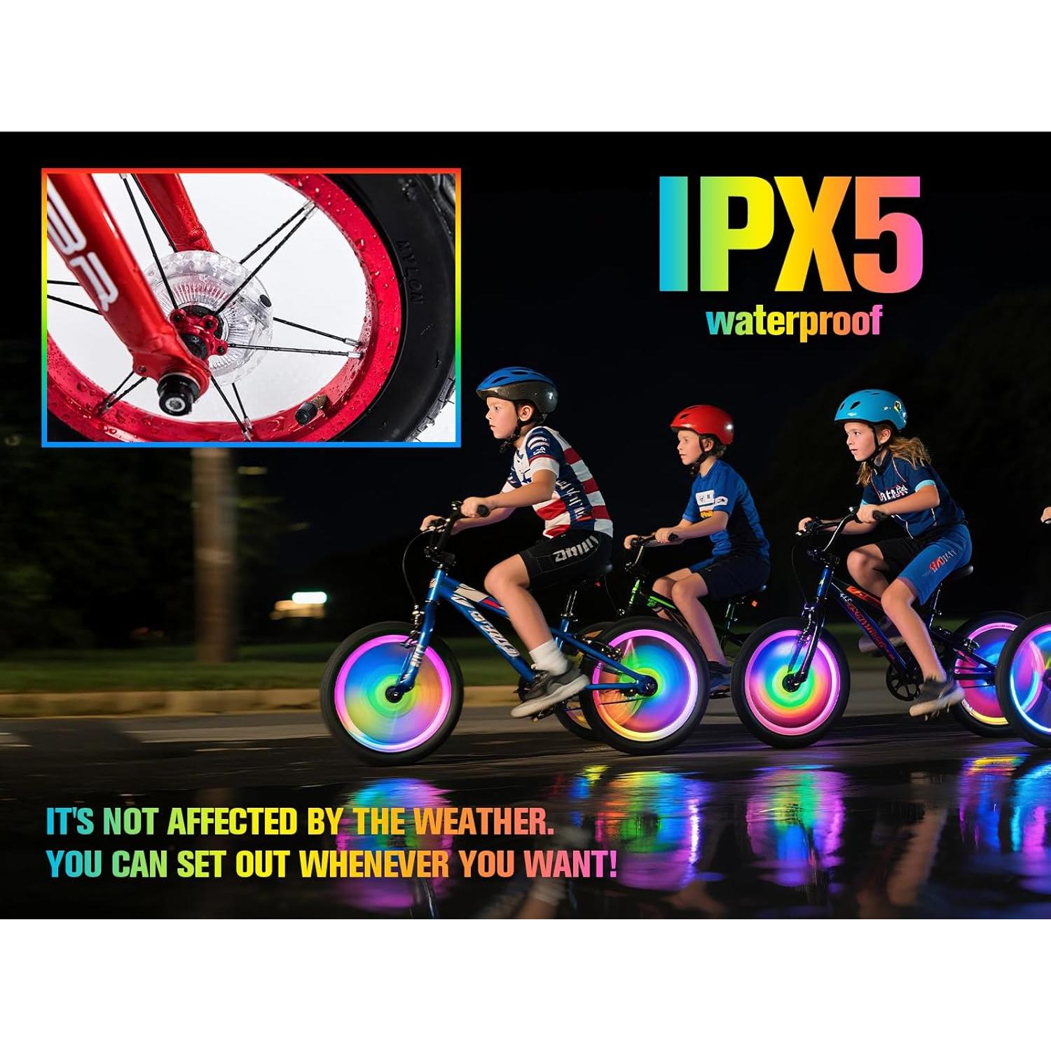 Luces de Rueda de Bicicleta REOWONU LED Recargables 360°