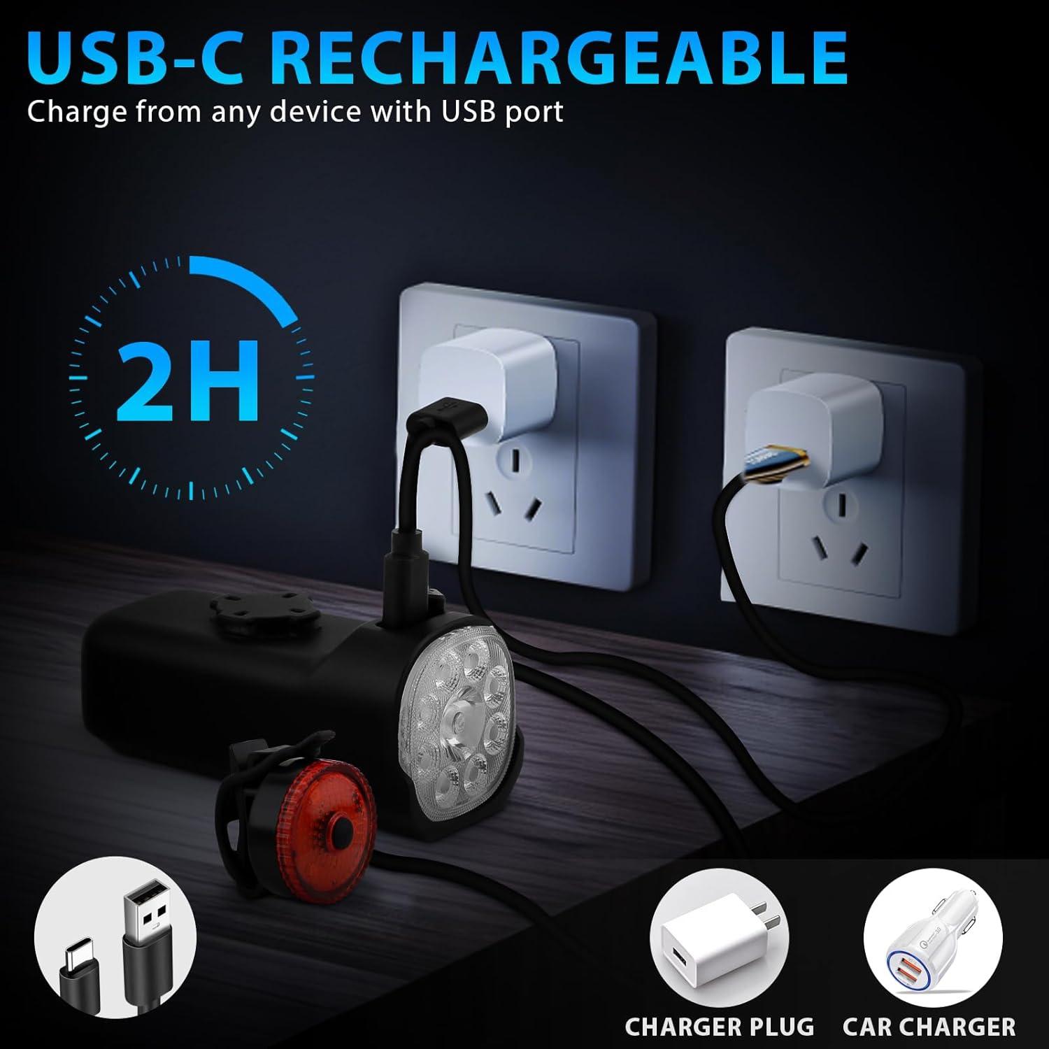 Juego de luces de bicicleta Spriak ZXCD-1 recargables USB-C