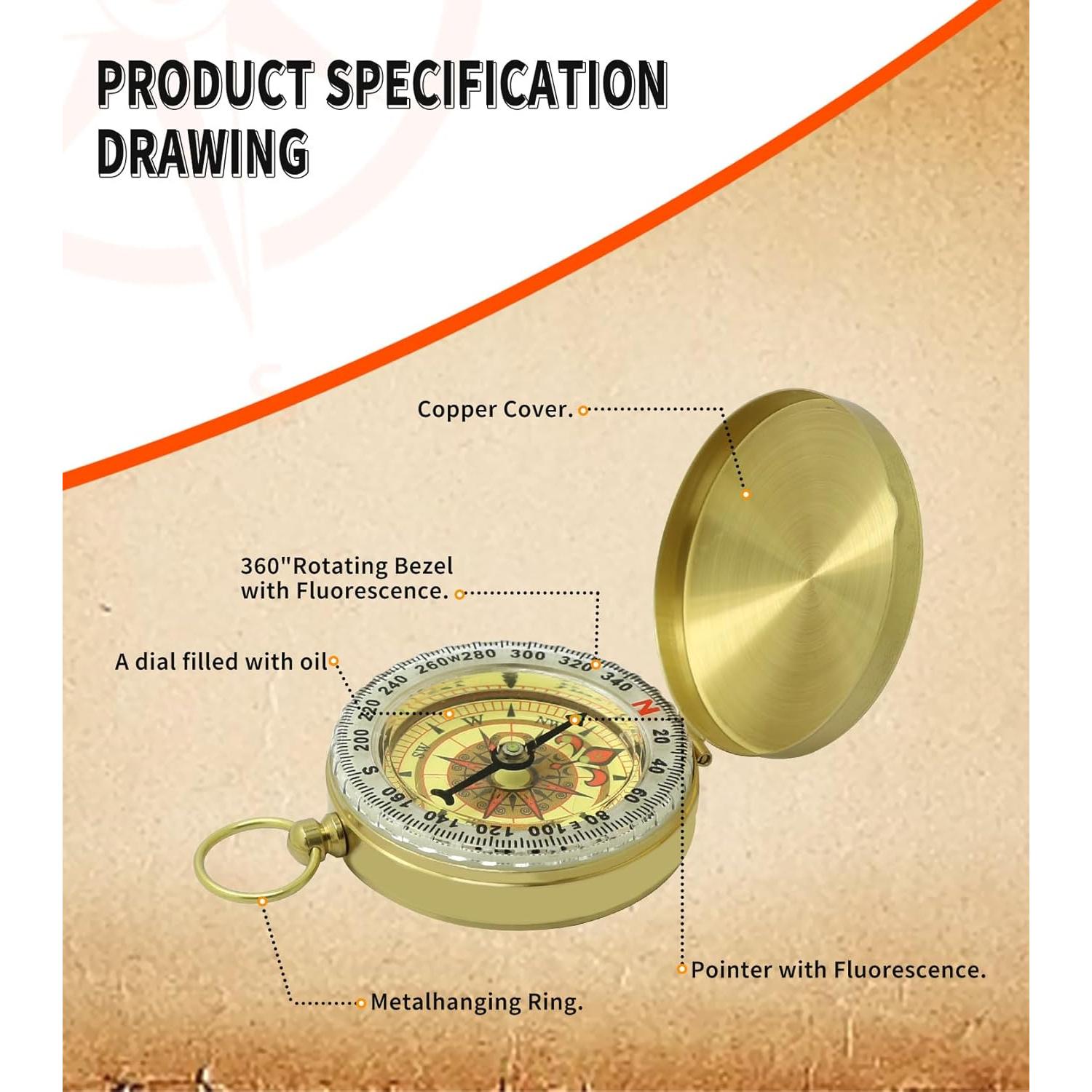 Brújula de Senderismo SustainaNest ZNZG50 Amarilla