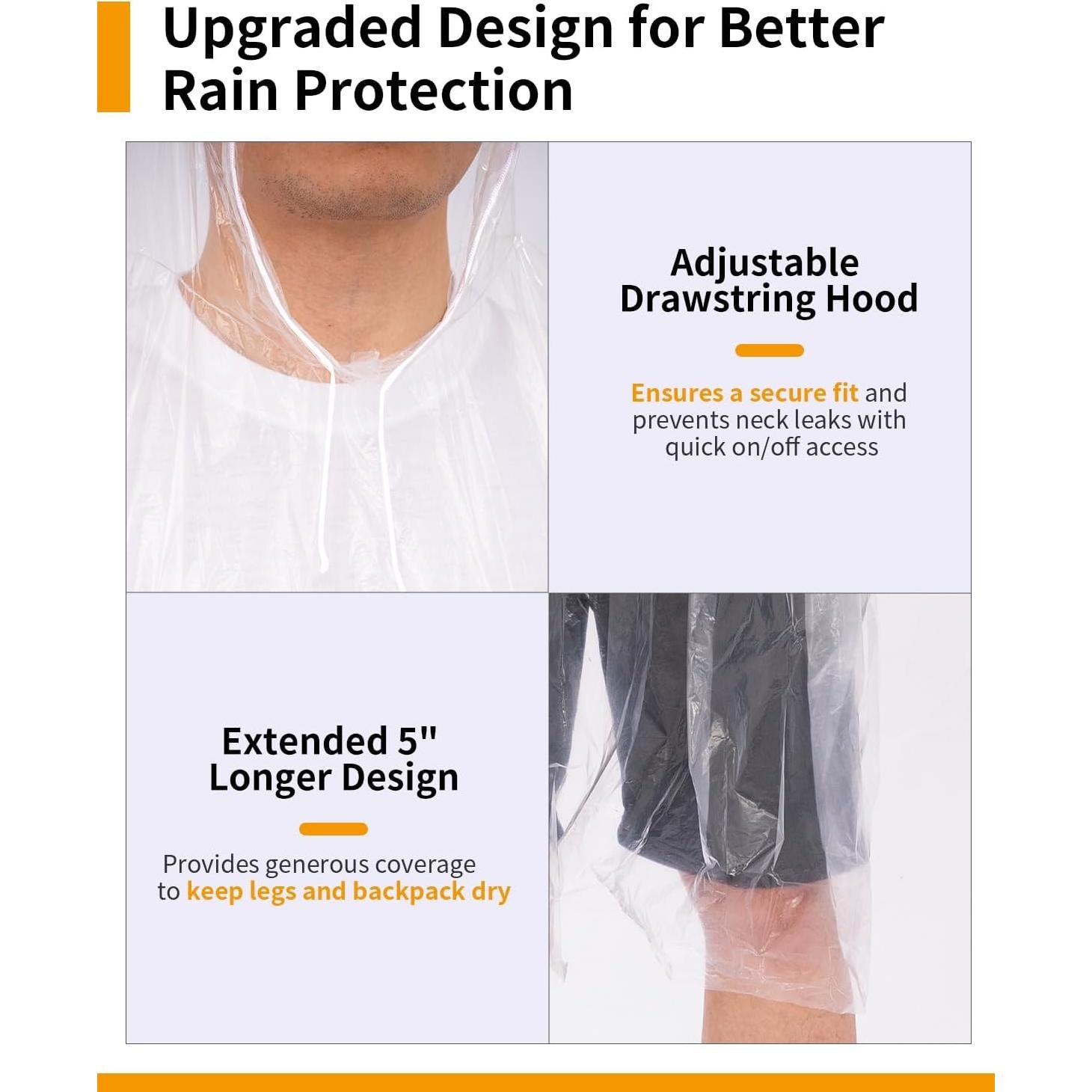 Ponchos de Lluvia Desechables Hitituto para Adultos - Paquete de 6