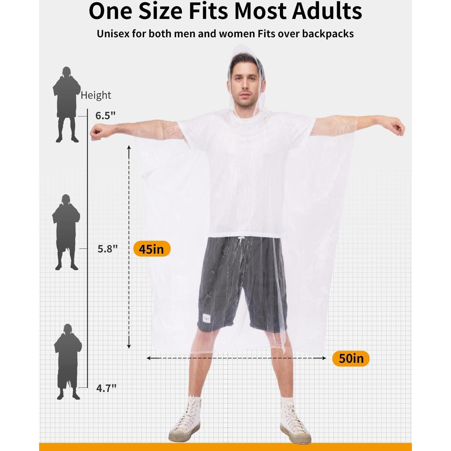 Ponchos de Lluvia Desechables Hitituto para Adultos - Paquete de 6