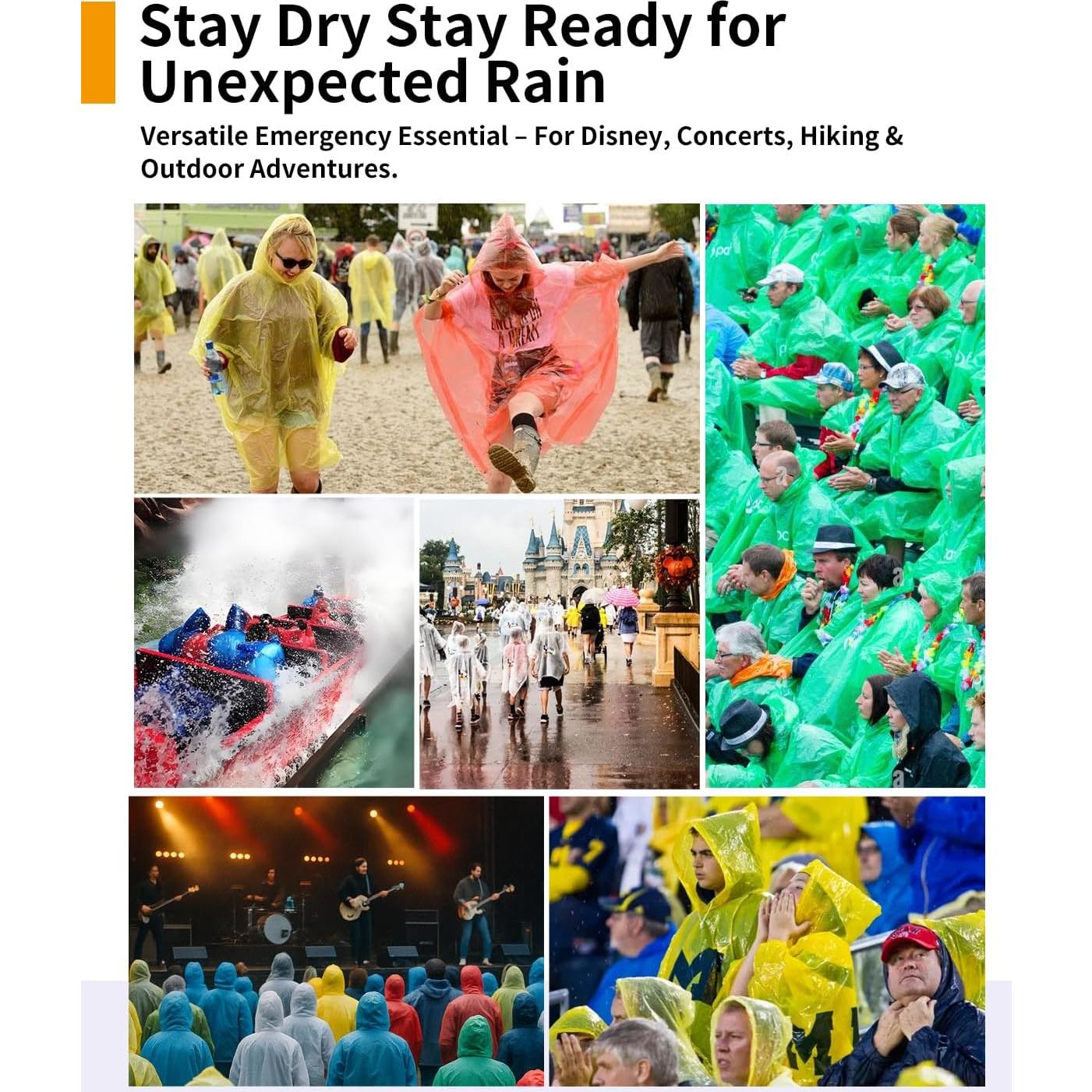 Ponchos de Lluvia Desechables Hitituto para Adultos - Paquete de 6