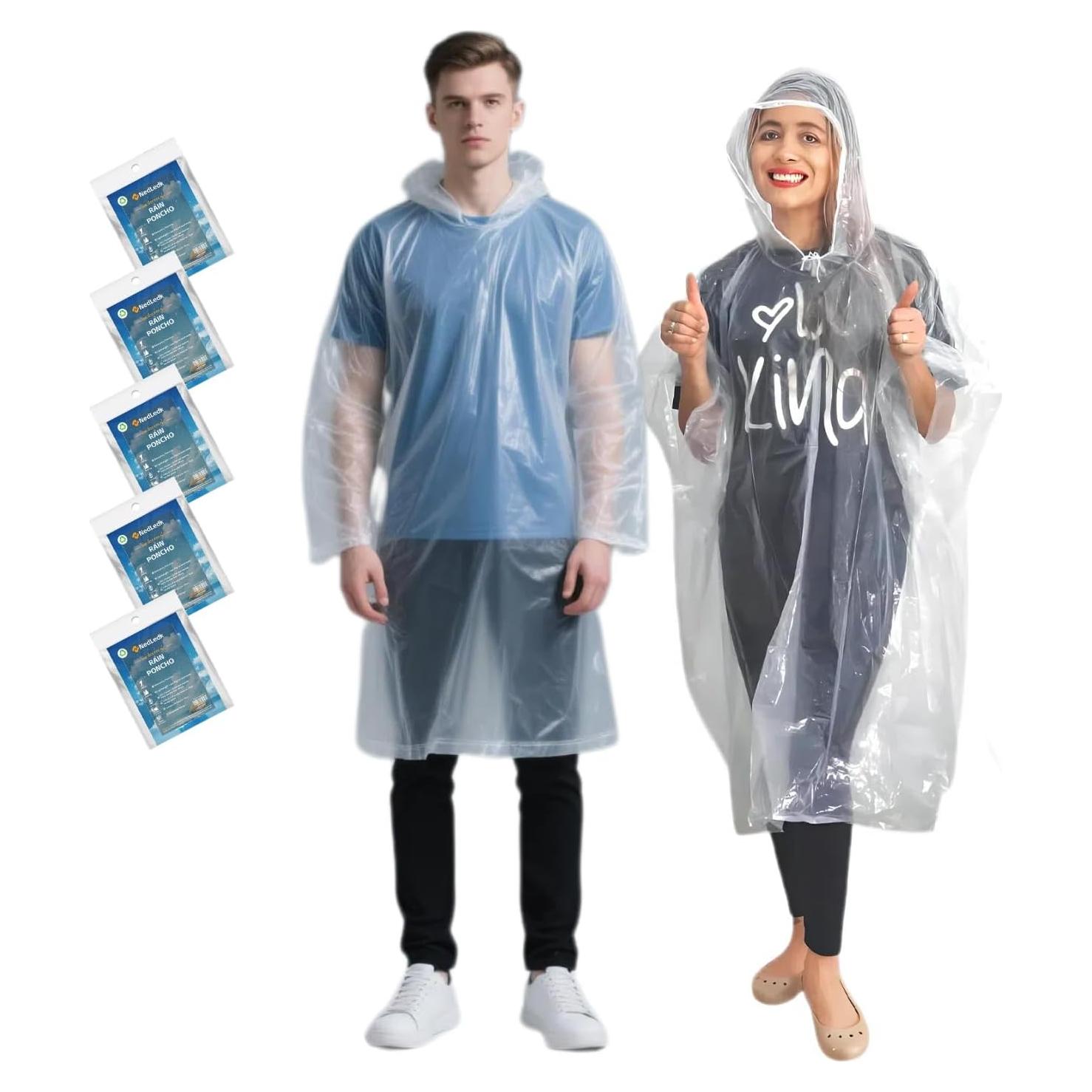 Paquete Familiar de Ponchos de Lluvia Desechables NEDLEDK