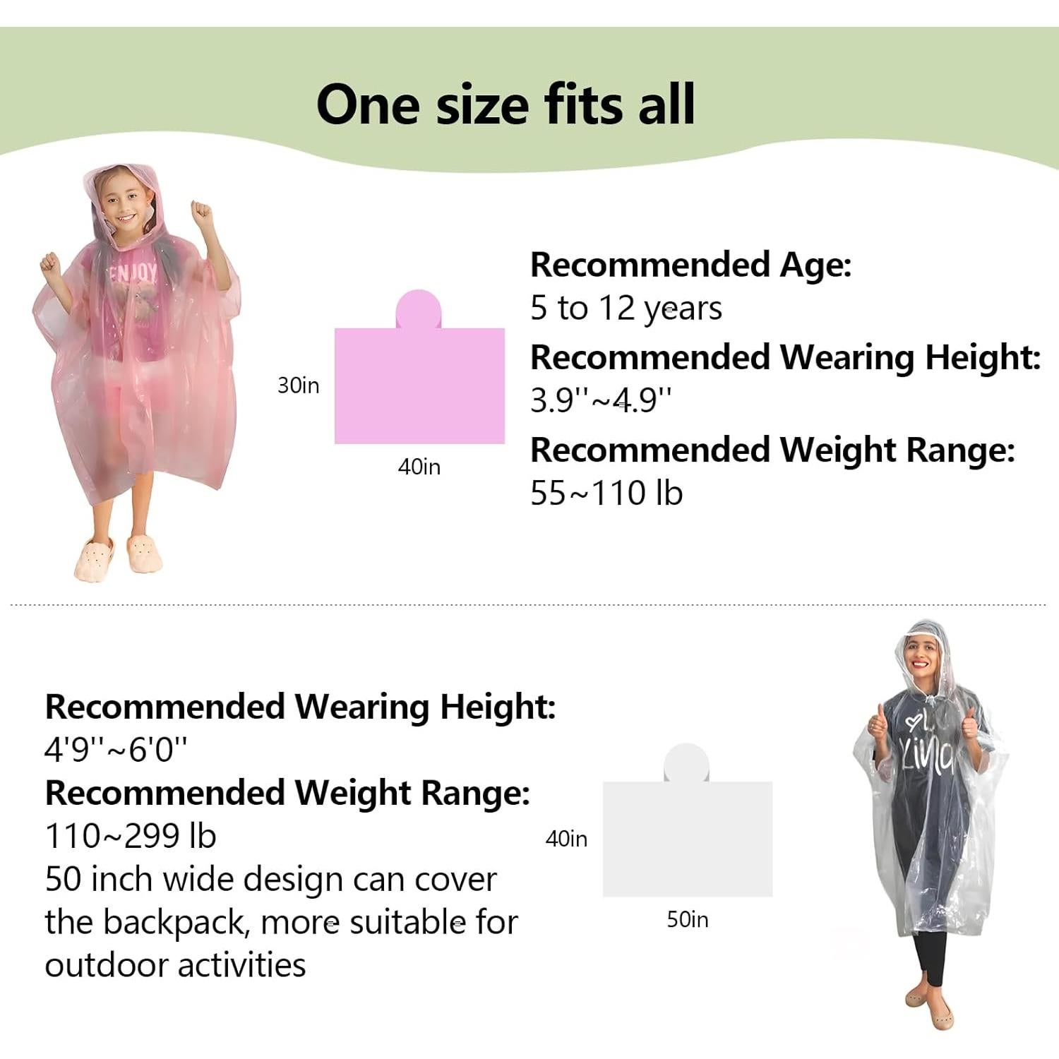 Paquete Familiar de Ponchos de Lluvia Desechables NEDLEDK