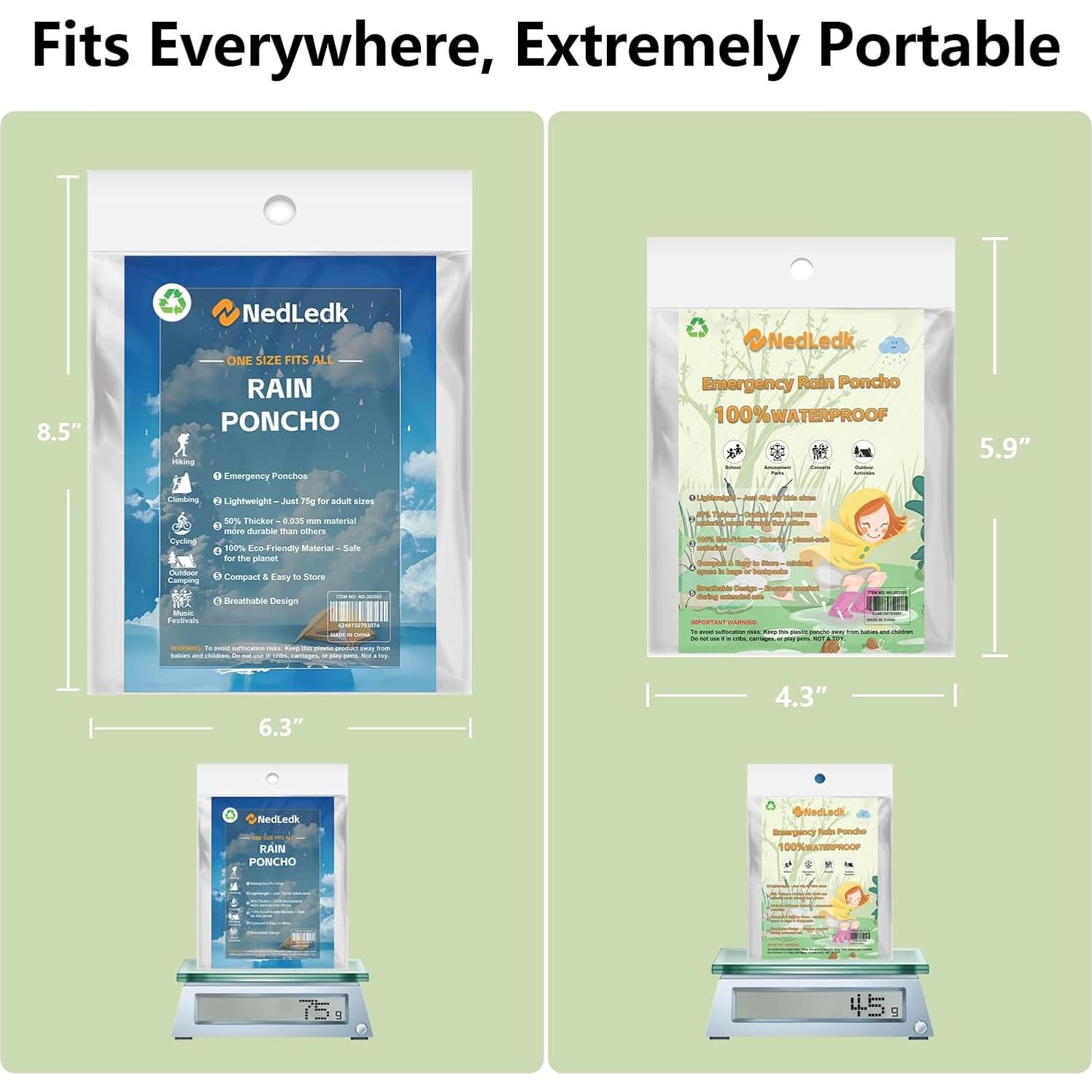 Paquete Familiar de Ponchos de Lluvia Desechables NEDLEDK