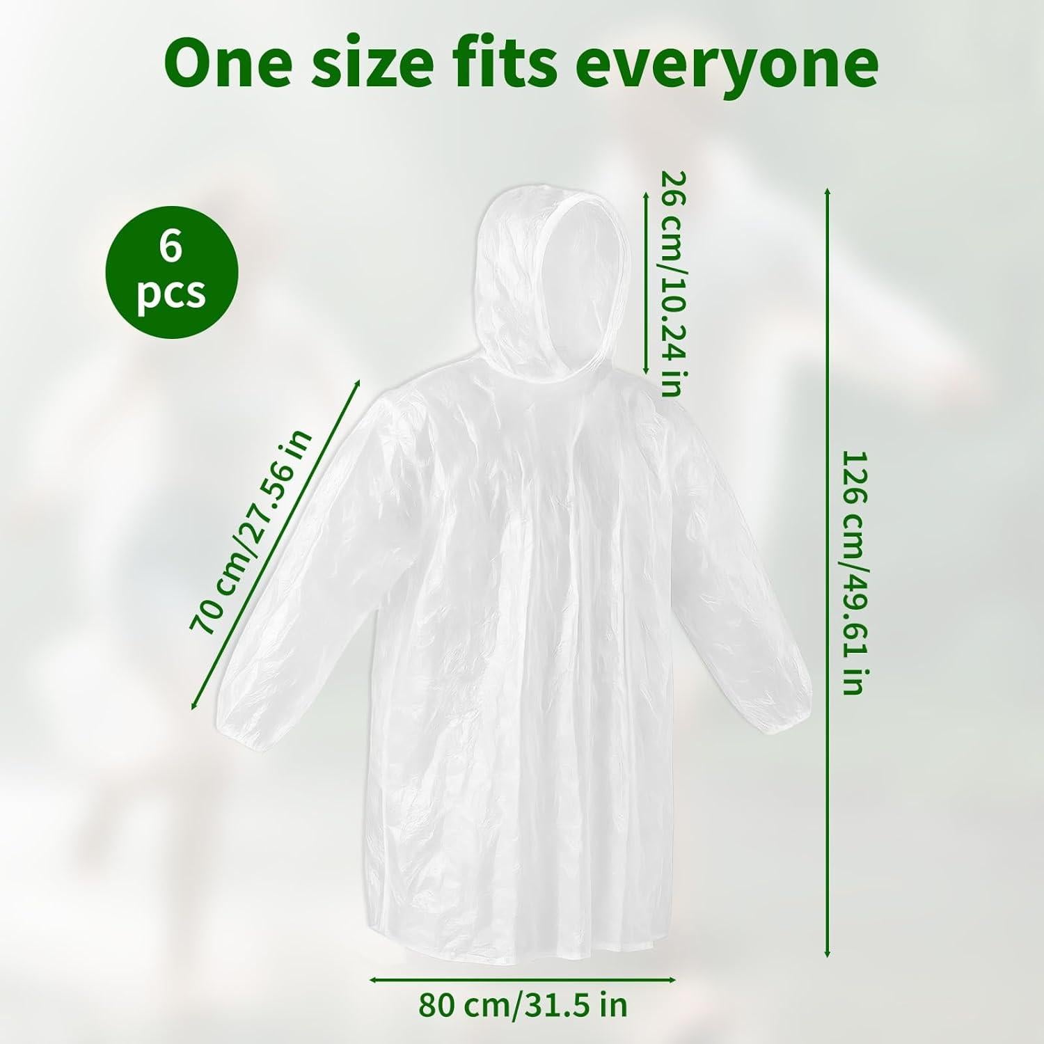 Paquete de 6 Ponchos de Lluvia Desechables Adultos - Impermeables
