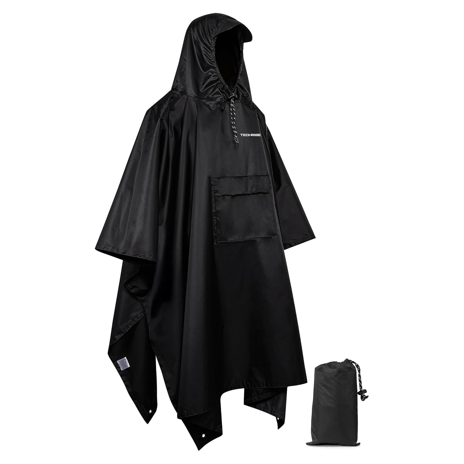 Poncho de Lluvia Impermeable TechRise Unisex con Capucha 210x142cm