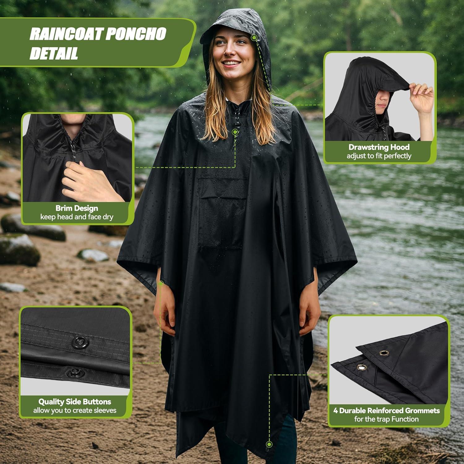Poncho de Lluvia Impermeable TechRise Unisex con Capucha 210x142cm